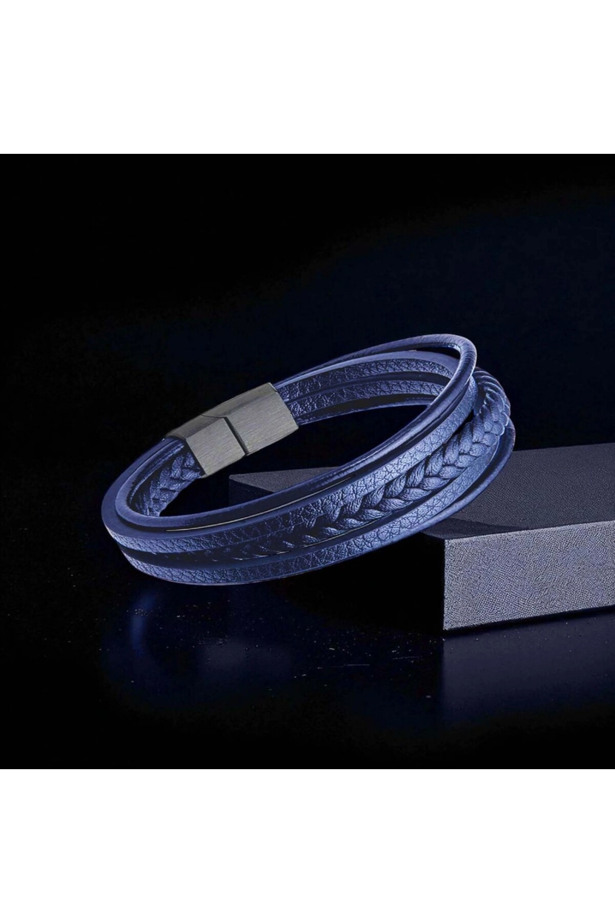 Mavi Çoklu Deri Bileklik-1