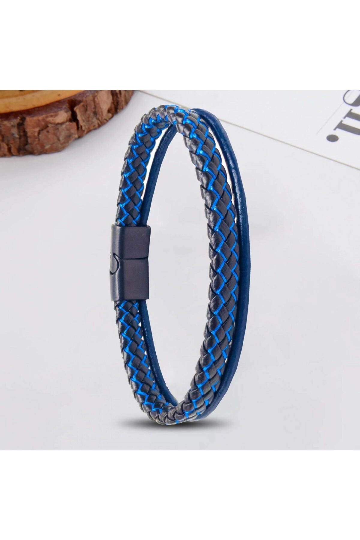 Mavi Renk Çoklu Deri Bileklik-1