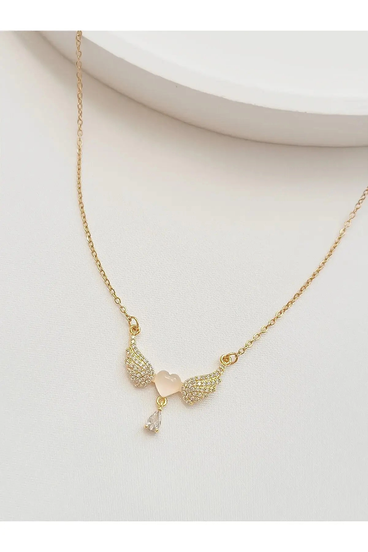 Melek Kanatlı Kalp Kolye | 316l Çelik - Kararmaz | Hediye Kadın-4