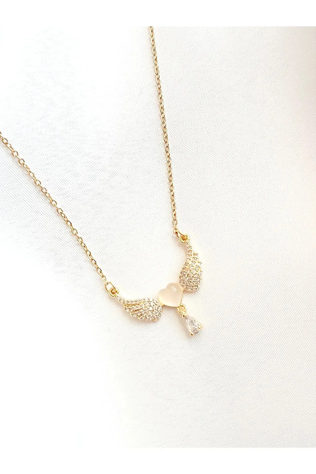 Melek Kanatlı Kalp Kolye | 316l Çelik - Kararmaz | Hediye Kadın-5