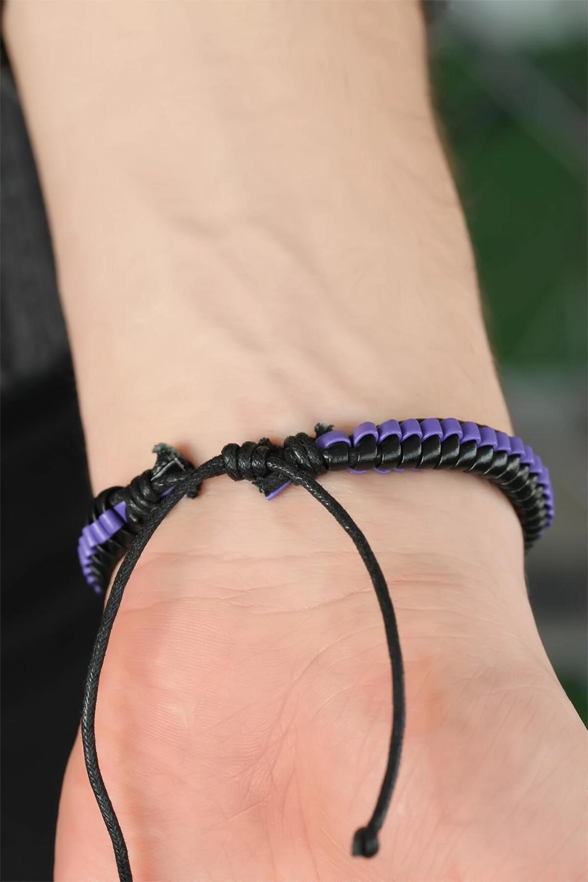 Mor Deri Erkek Bileklik-1