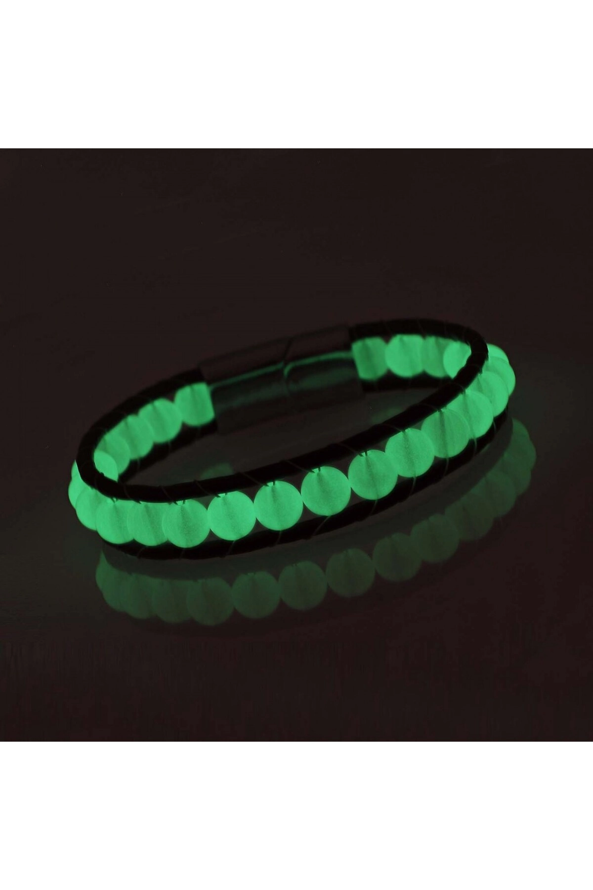 Neon Fosforlu Deri Çelik Bilelklik-1