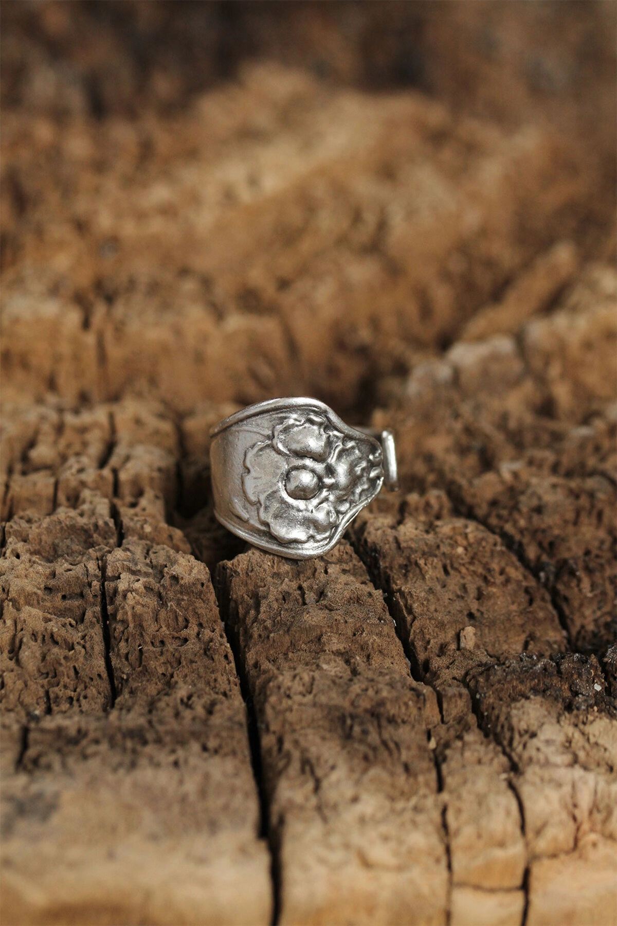 Otantik Çiçek Tasarımlı Ayarlamalı Kadın Yüzük-0