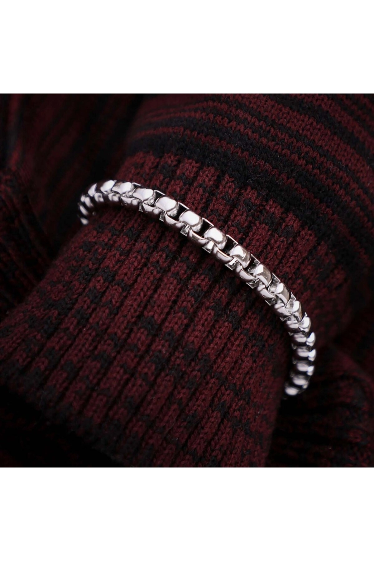 Oval Çelik Zincir Bileklik-1