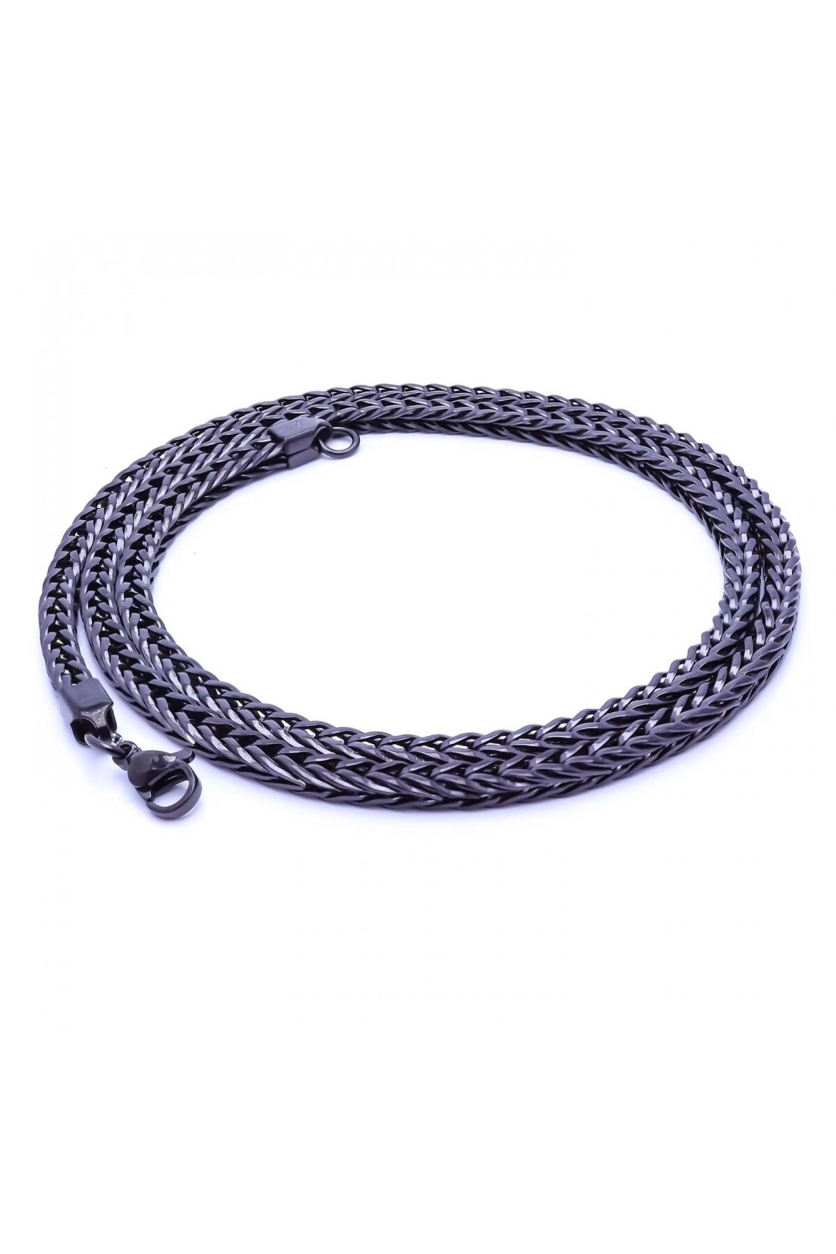 Oval Kral Bakla Örgülü Çelik Kolye 4Mm-1