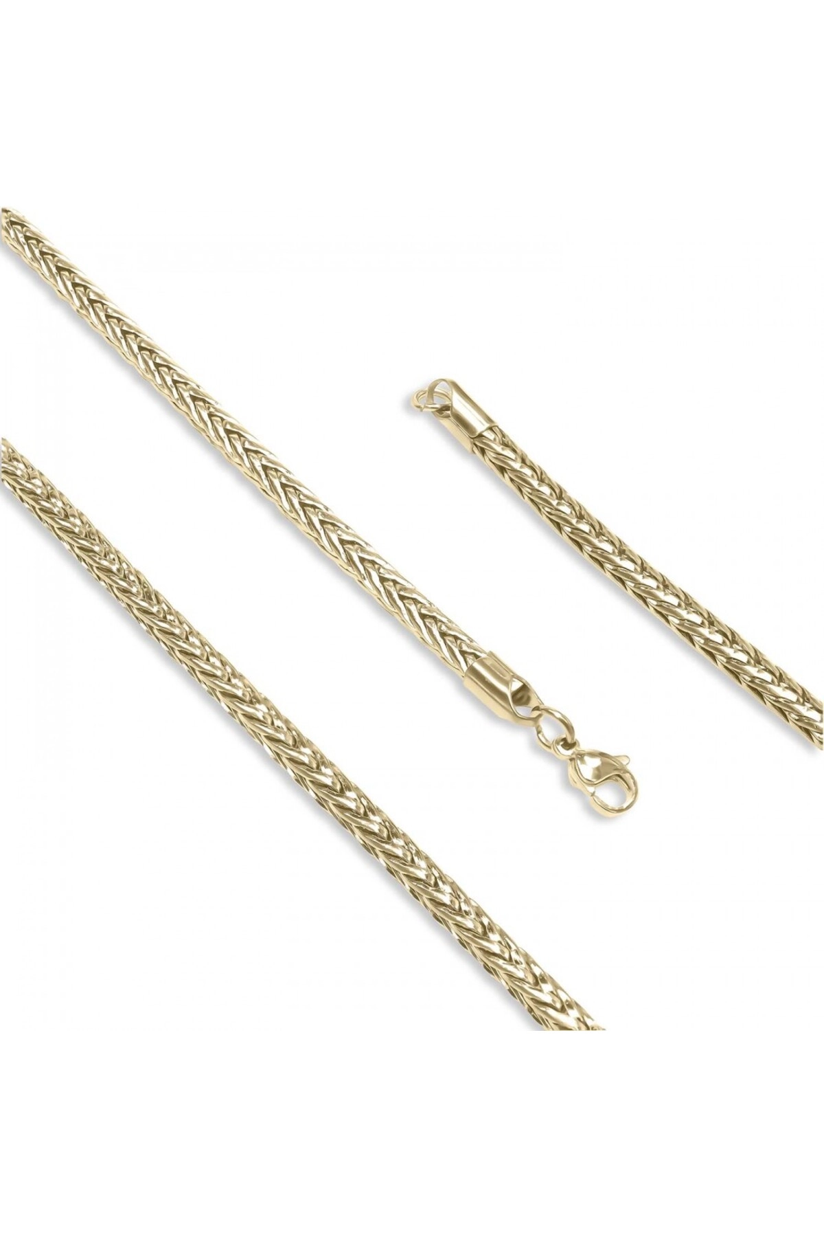 Oval Kral Bakla Örgülü Çelik Kolye 4Mm-0