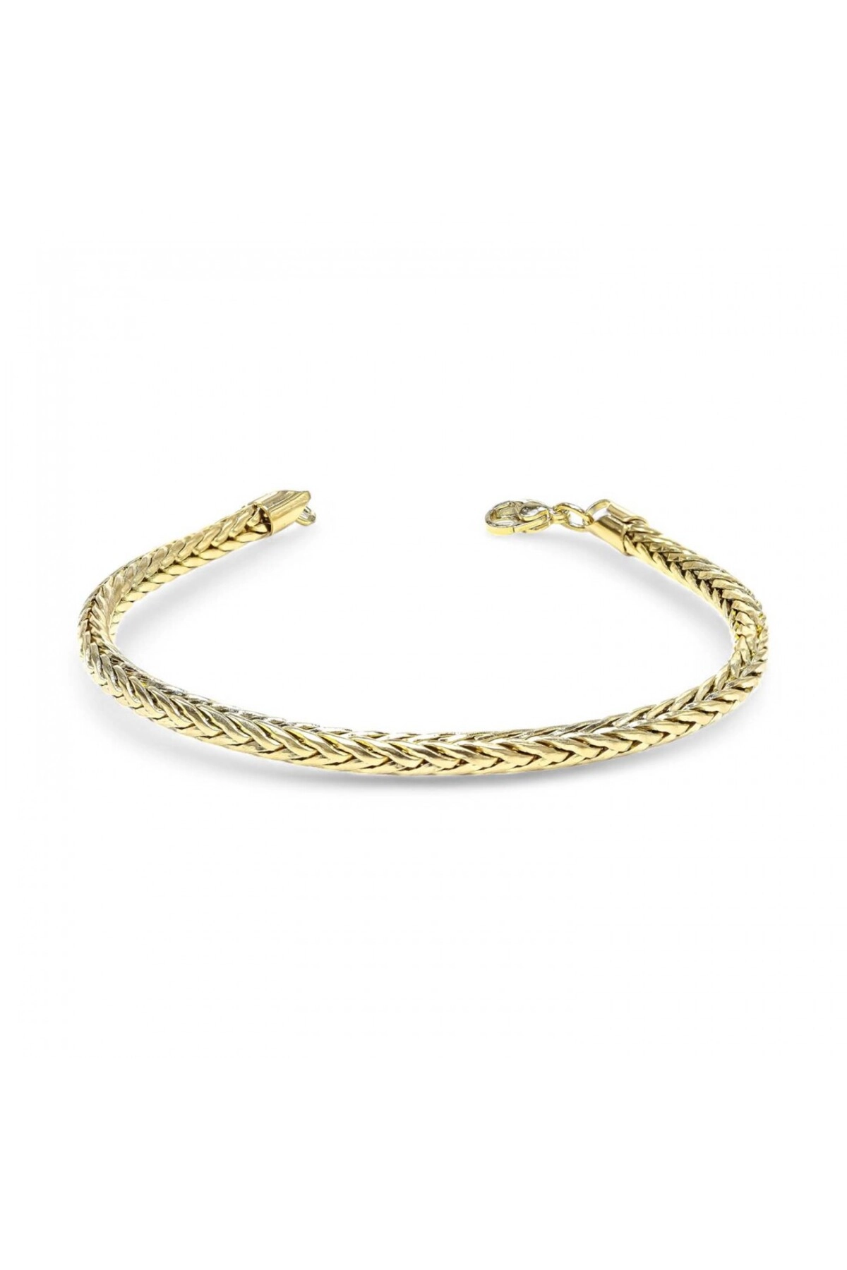 Oval Kral Bakla Örgülü Sarı Çelik Zincir Bileklik 4Mm-1