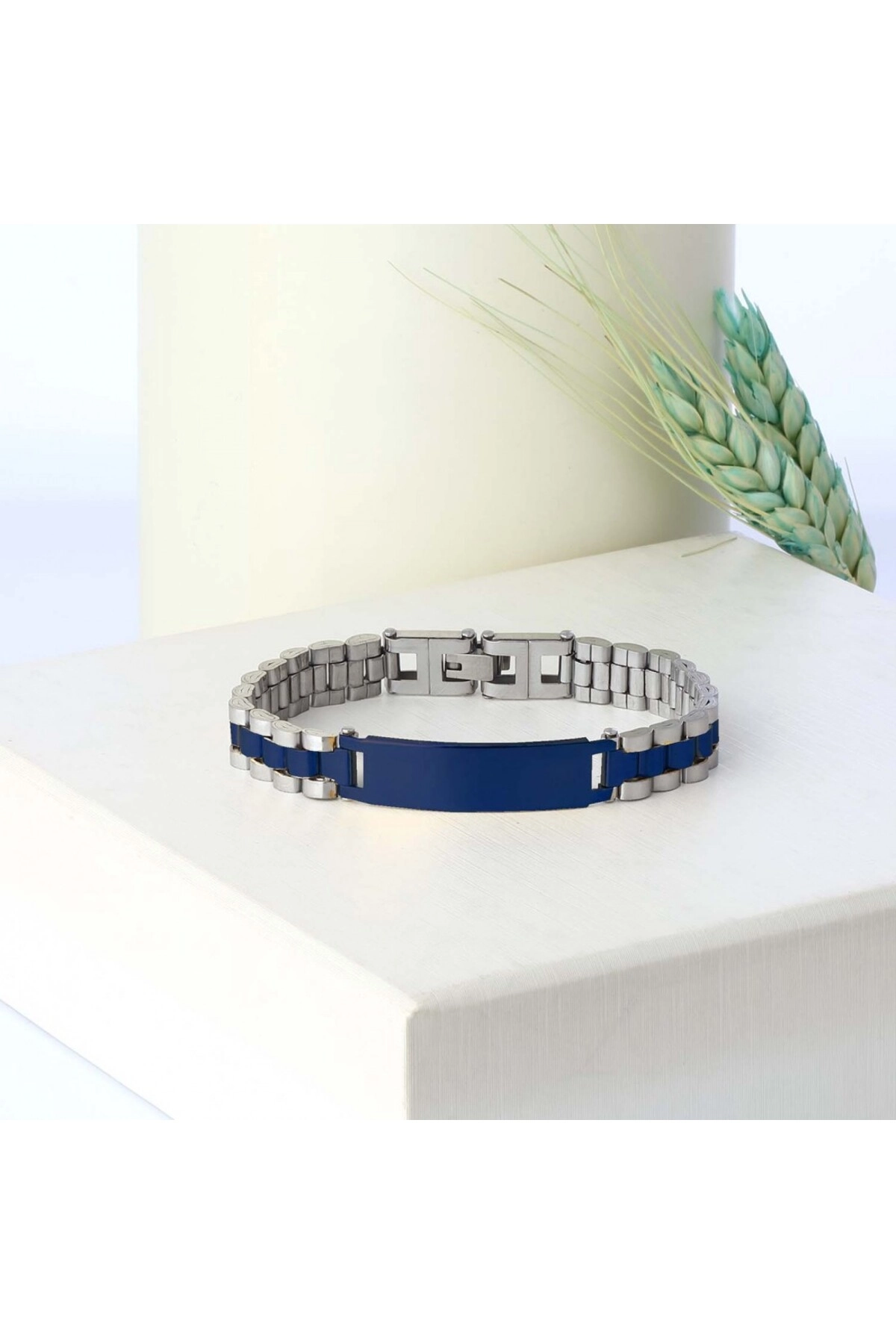 Parlement Mavi İsim Yazılabilir Ful Çelik Bileklik-2