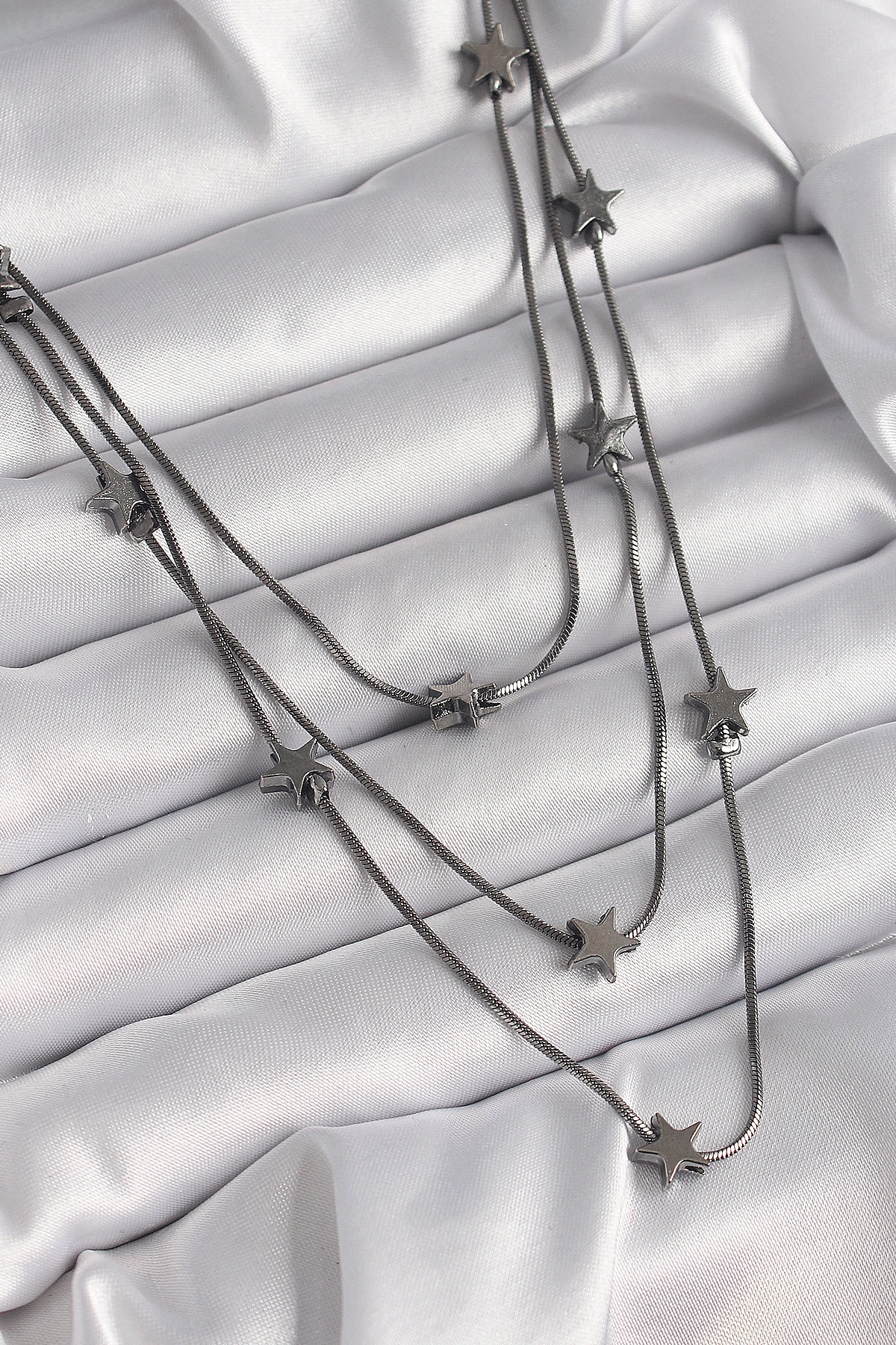 Pirinç Füme Renk 3'Lü Yıldız Model Kadın Kolye-0