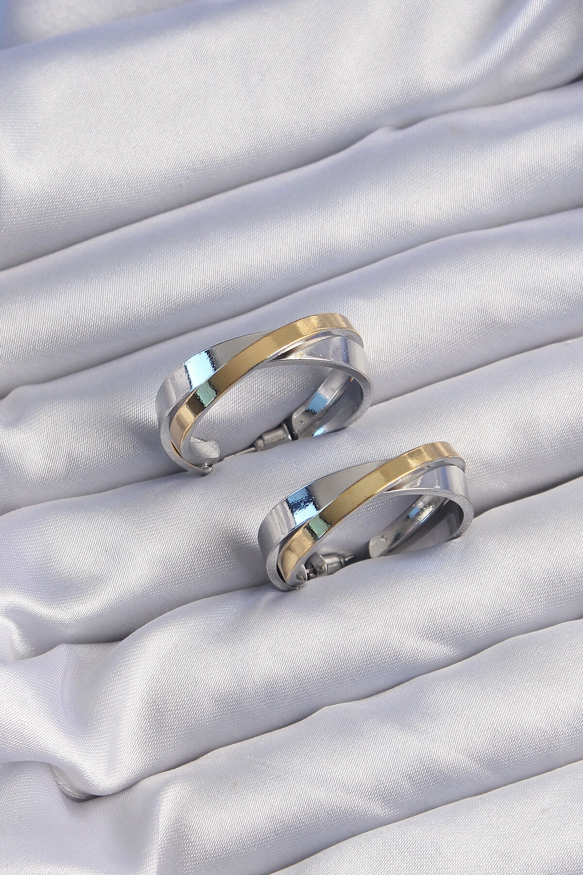 Pirinç Gold Gümüş Renkli Halka Küpe-0