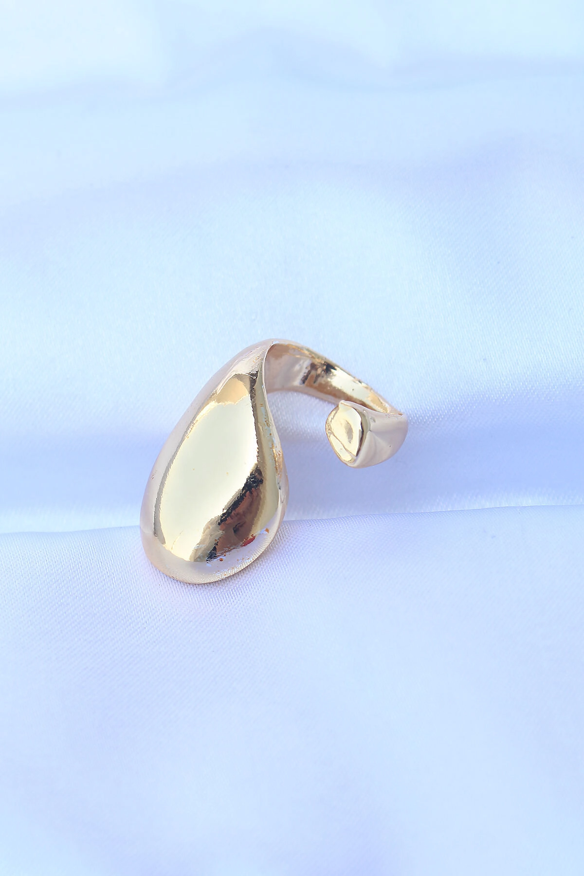 Pirinç Gold Renk Ayarlanabilir İri Bombeli Yüzük-1