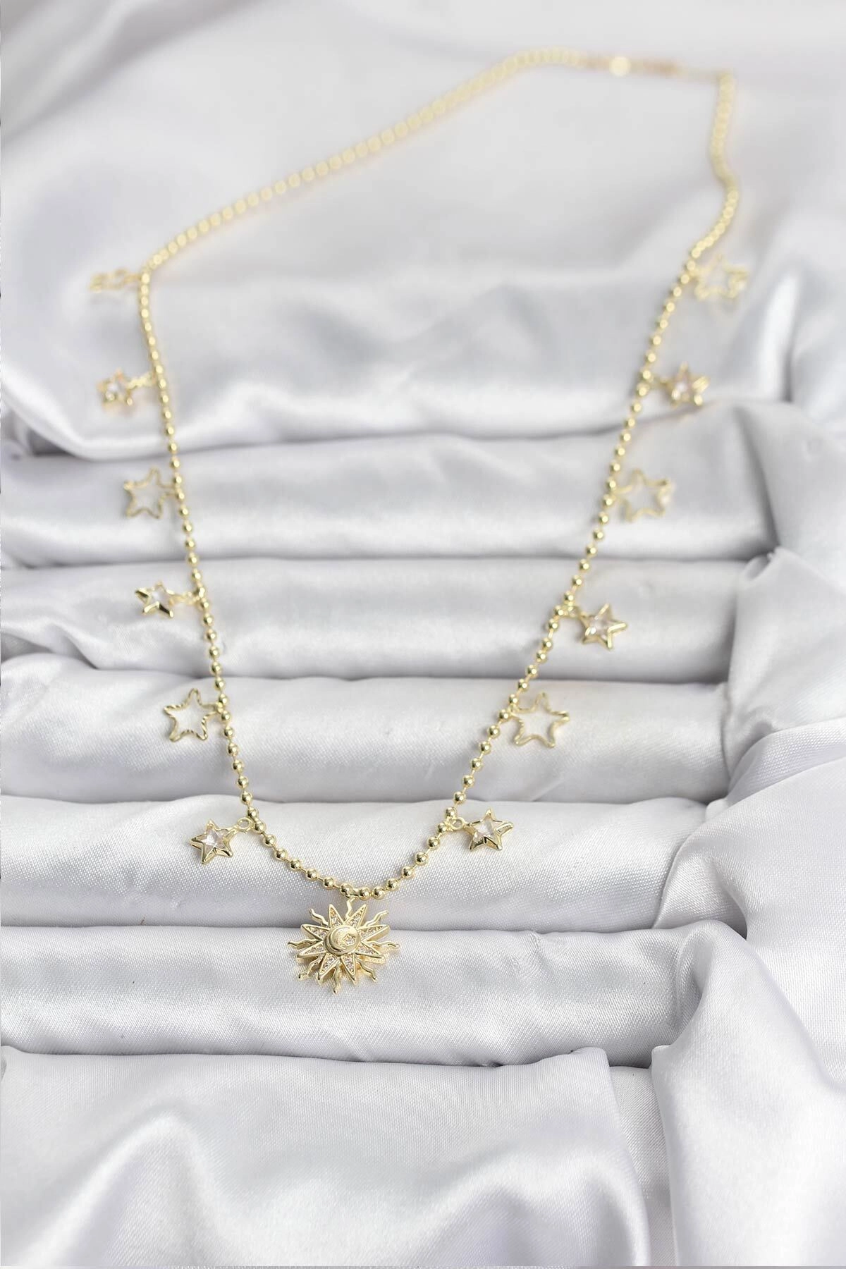 Pirinç Gold Renk Güneş Model Kadın Kolye-1