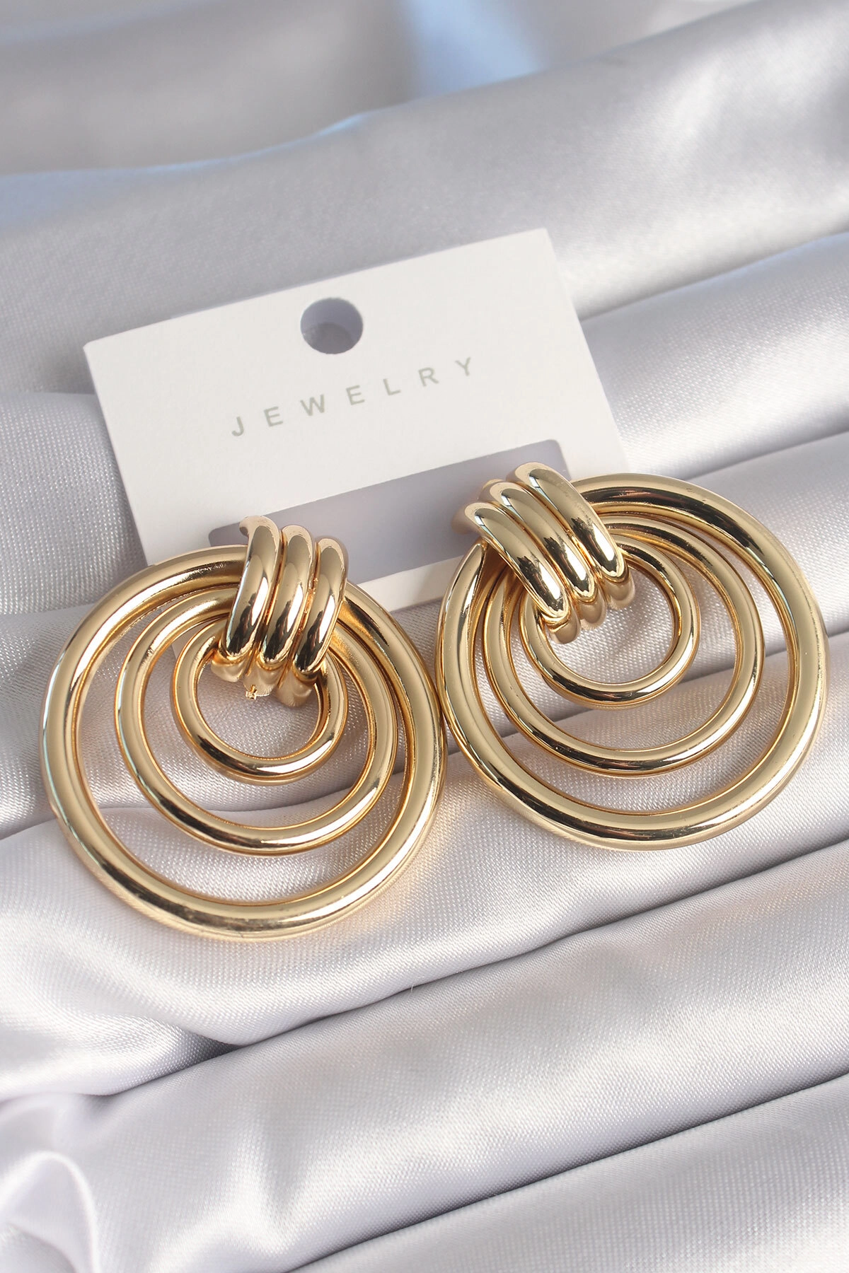 Pirinç Gold Renk Halka Model Kadın Küpe-0