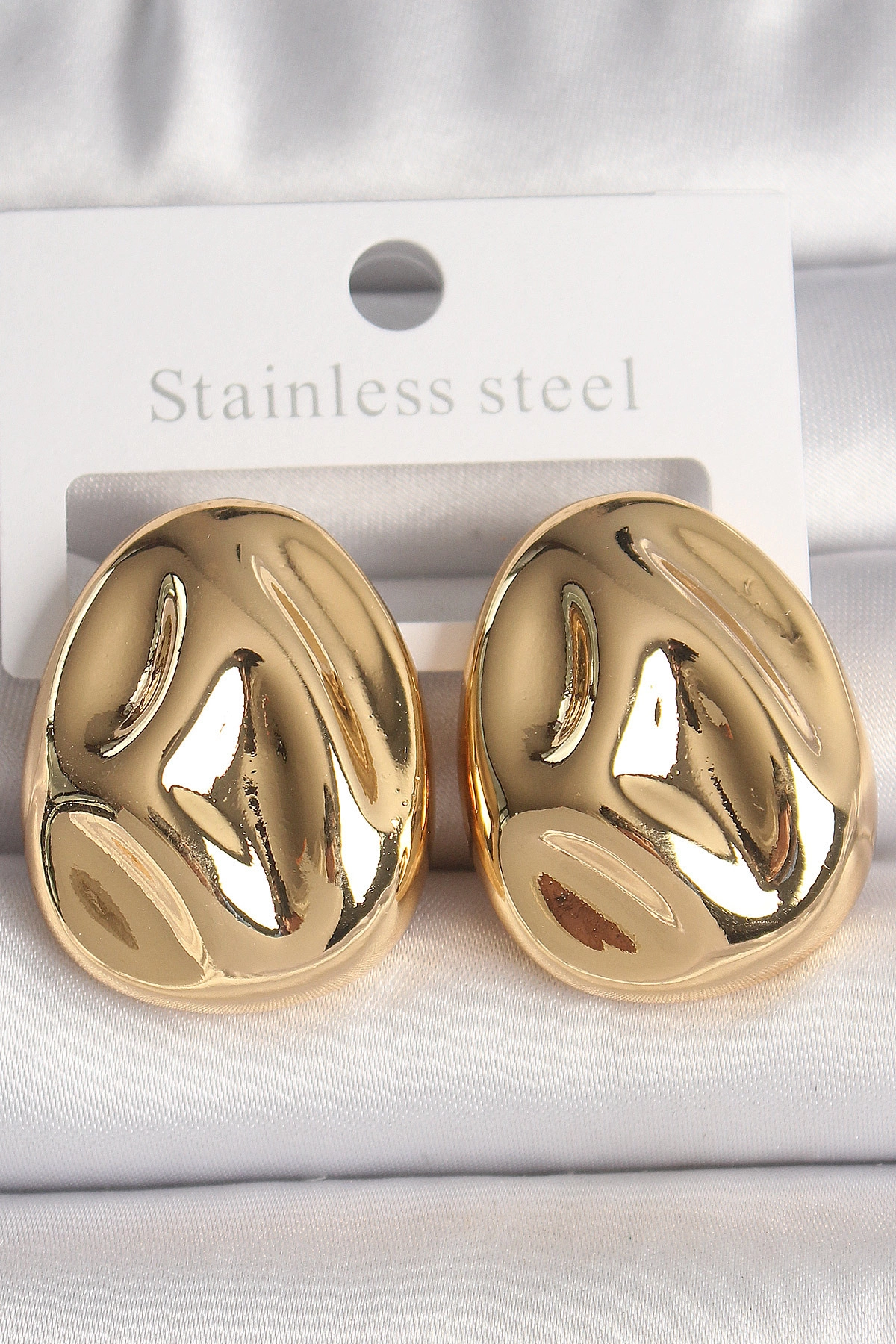 Pirinç Gold Renk İşlemeli Damla Model Kadın Küpe-0