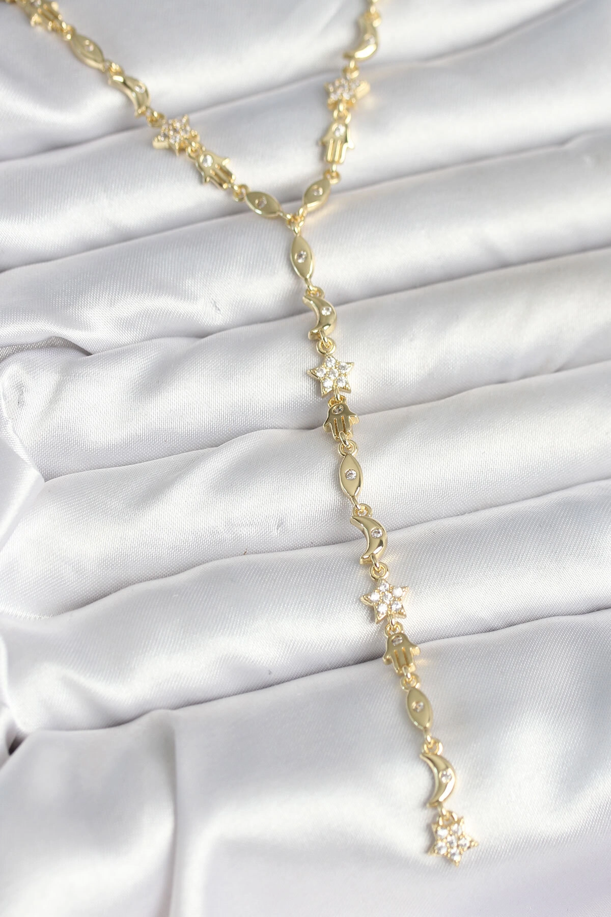 Pirinç Gold Renk Kadın Manifest Kolye-0