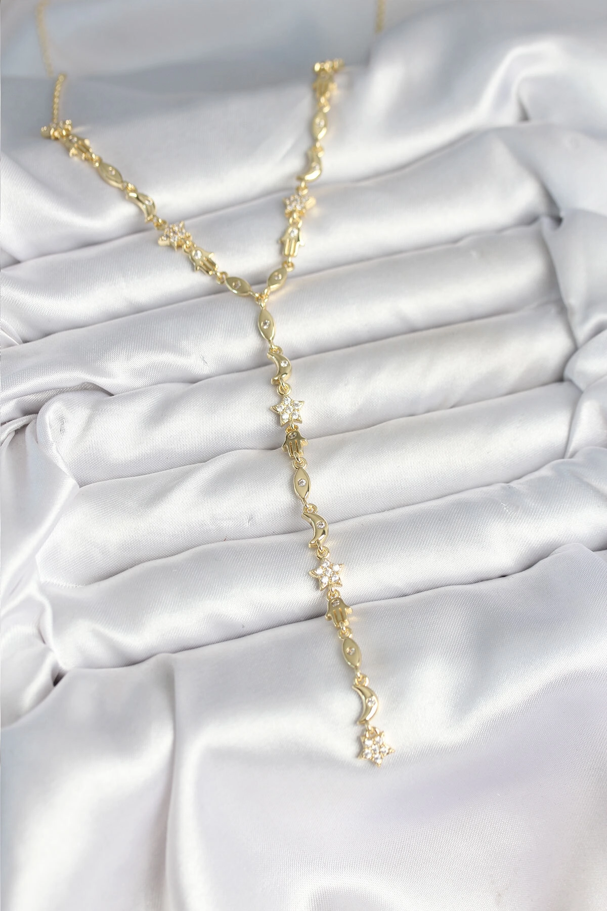 Pirinç Gold Renk Kadın Manifest Kolye-1