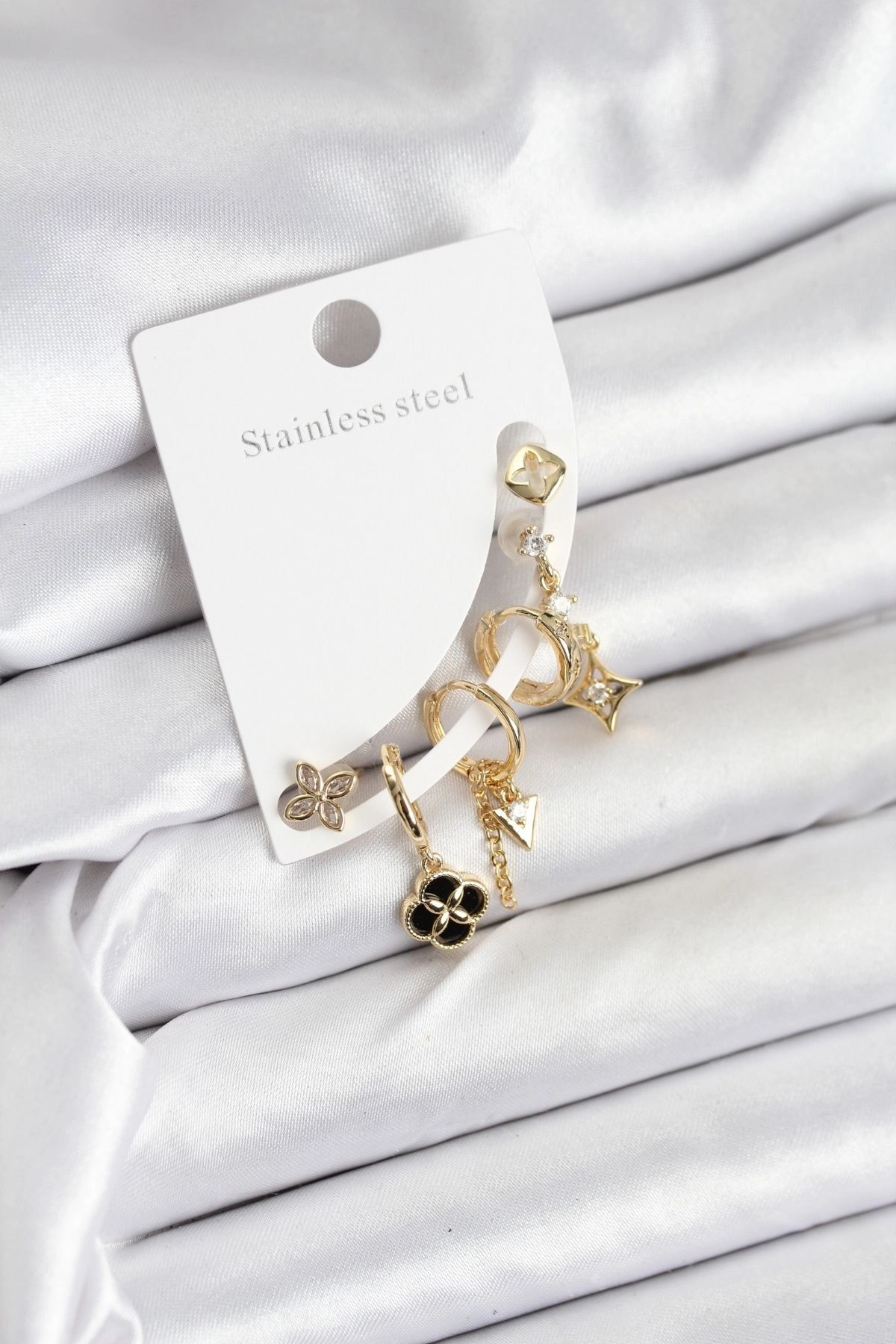 Pirinç Gold Renk Kadın Set Küpe-0