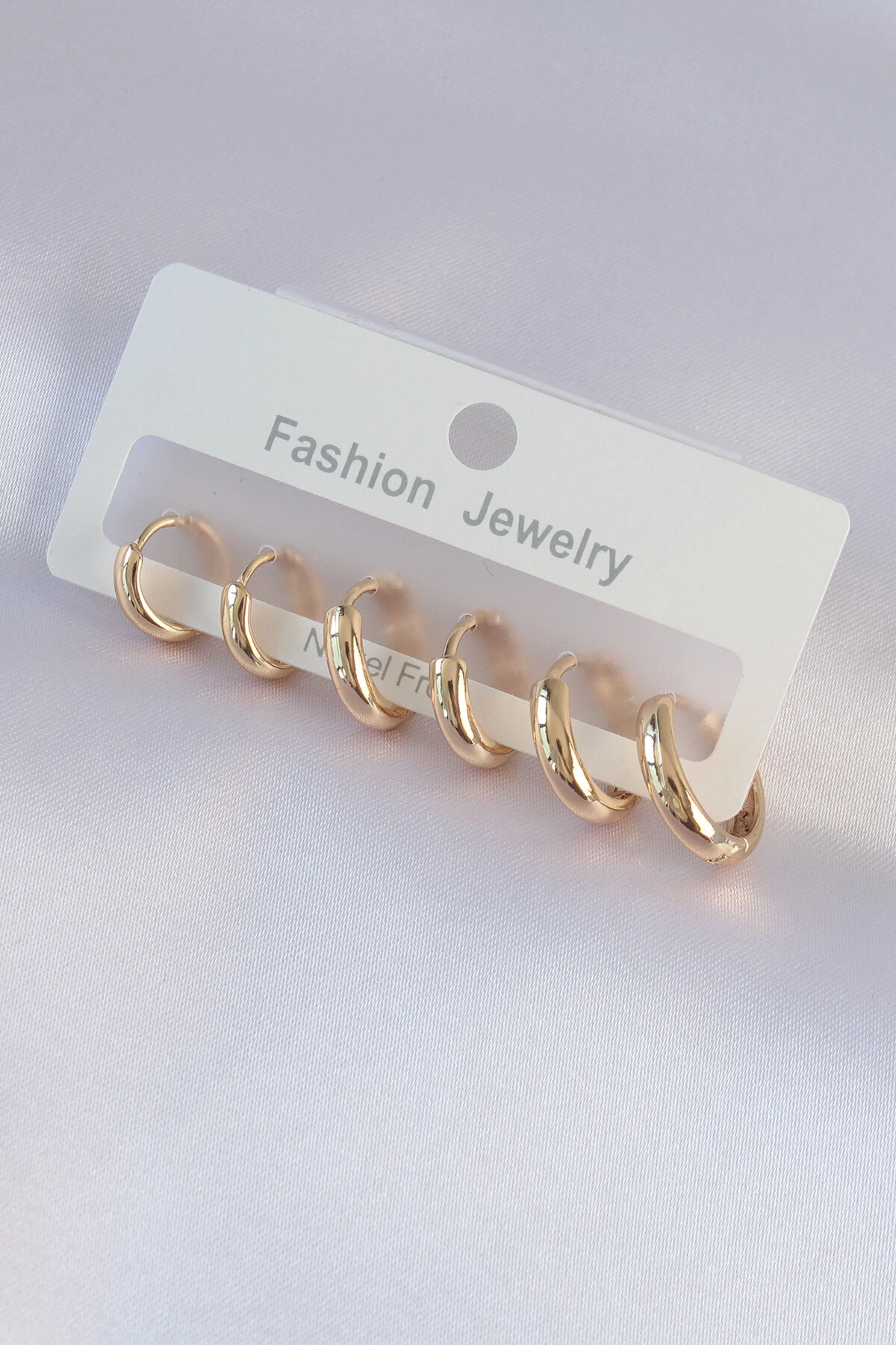 Pirinç Gold Renk Oval Küpe Seti-0