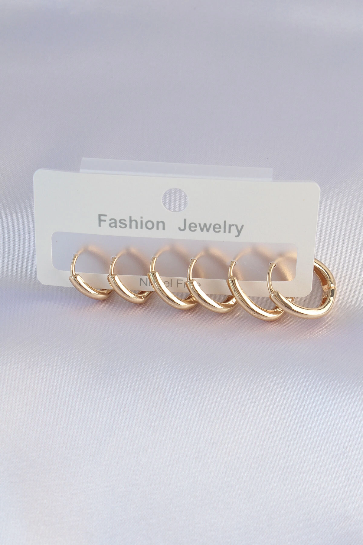 Pirinç Gold Renk Oval Küpe Seti-0