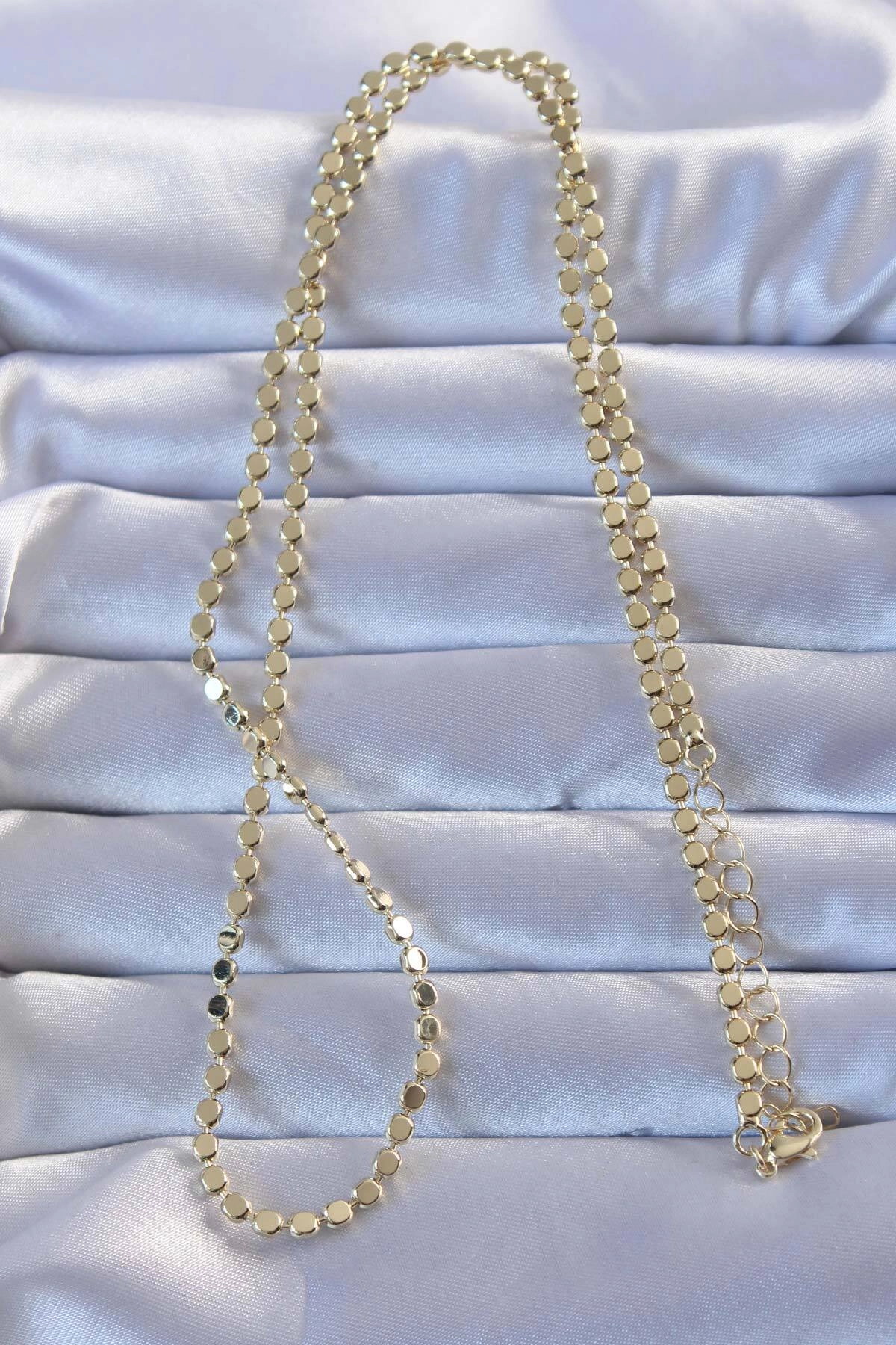 Pirinç Gold Renk Parçalı Ezme Kolye-1