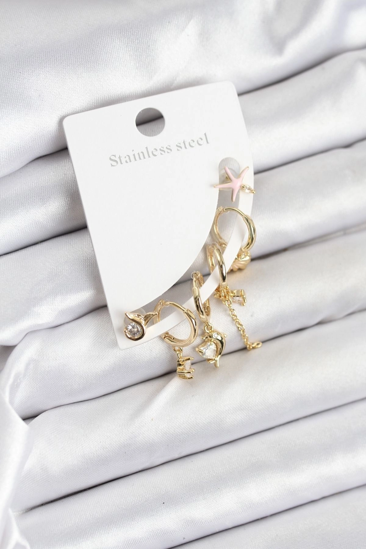 Pirinç Gold Renk Set Küpe-0