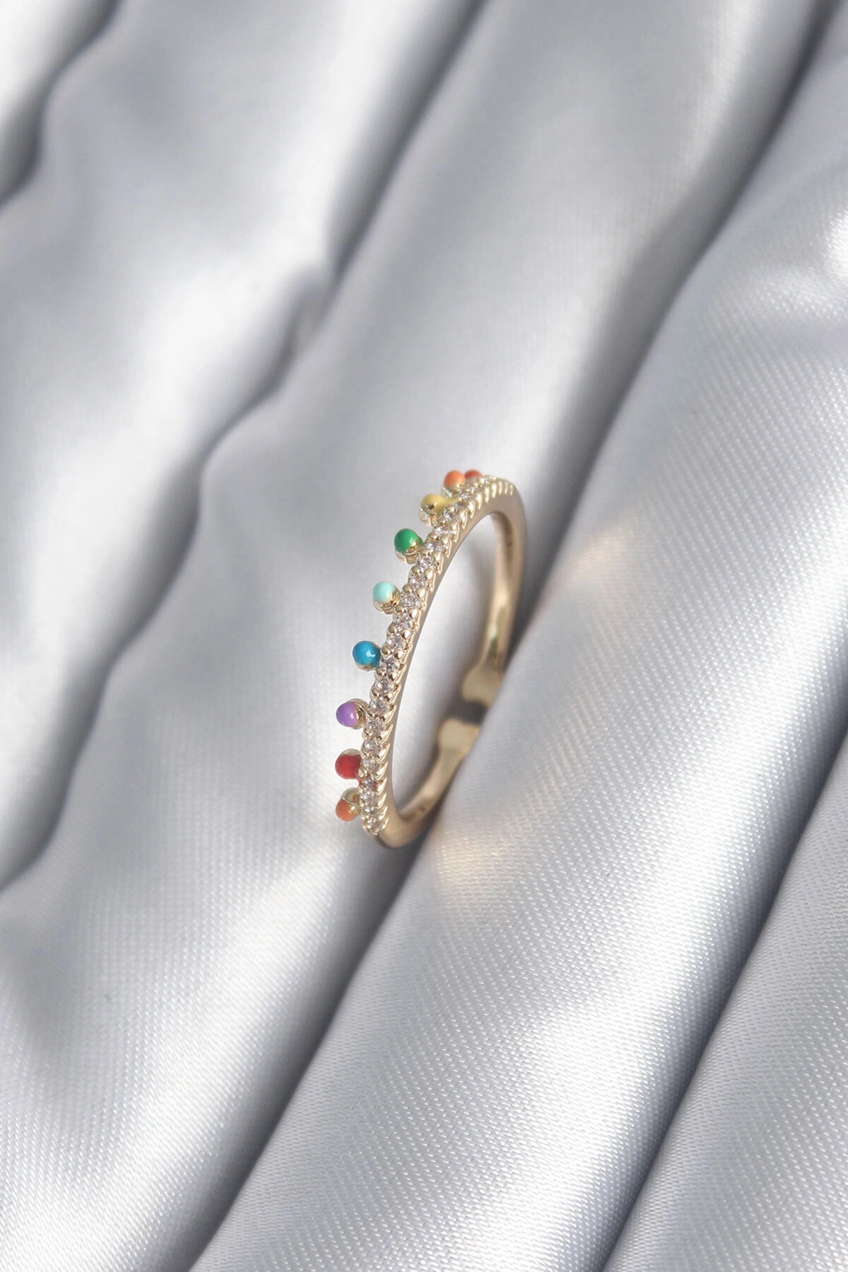 Pirinç Gold Renk Zirkon Taş Detay Kadın Yüzük-0