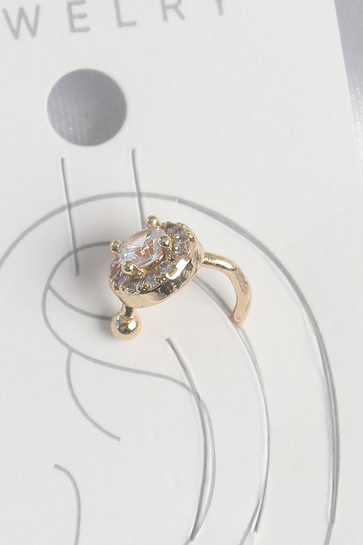 Pirinç Gold Renk Zirkon Taşlı Kadın Kıkırdak Küpe-0