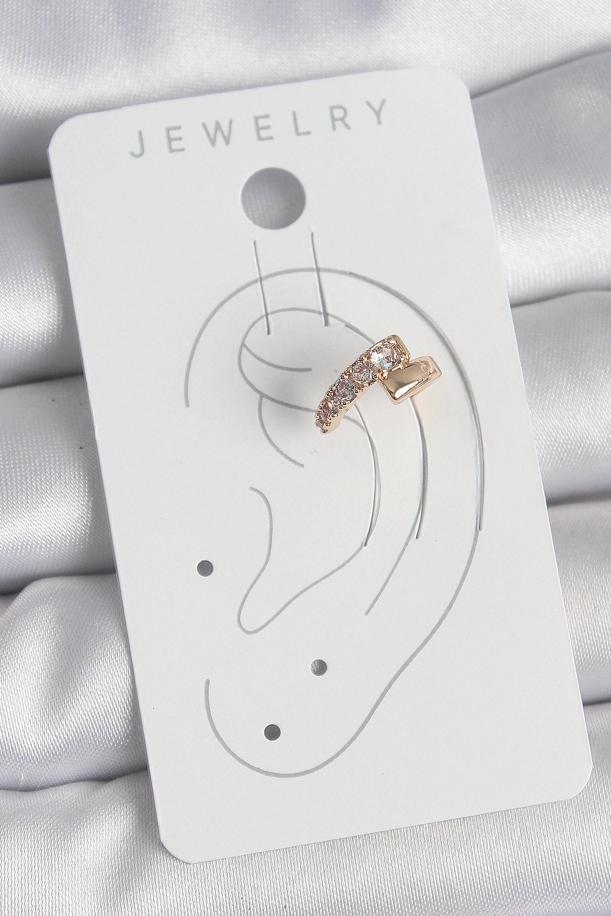 Pirinç Gold Renk Zirkon Taşlı Kadın Kıkırdak Küpe-1