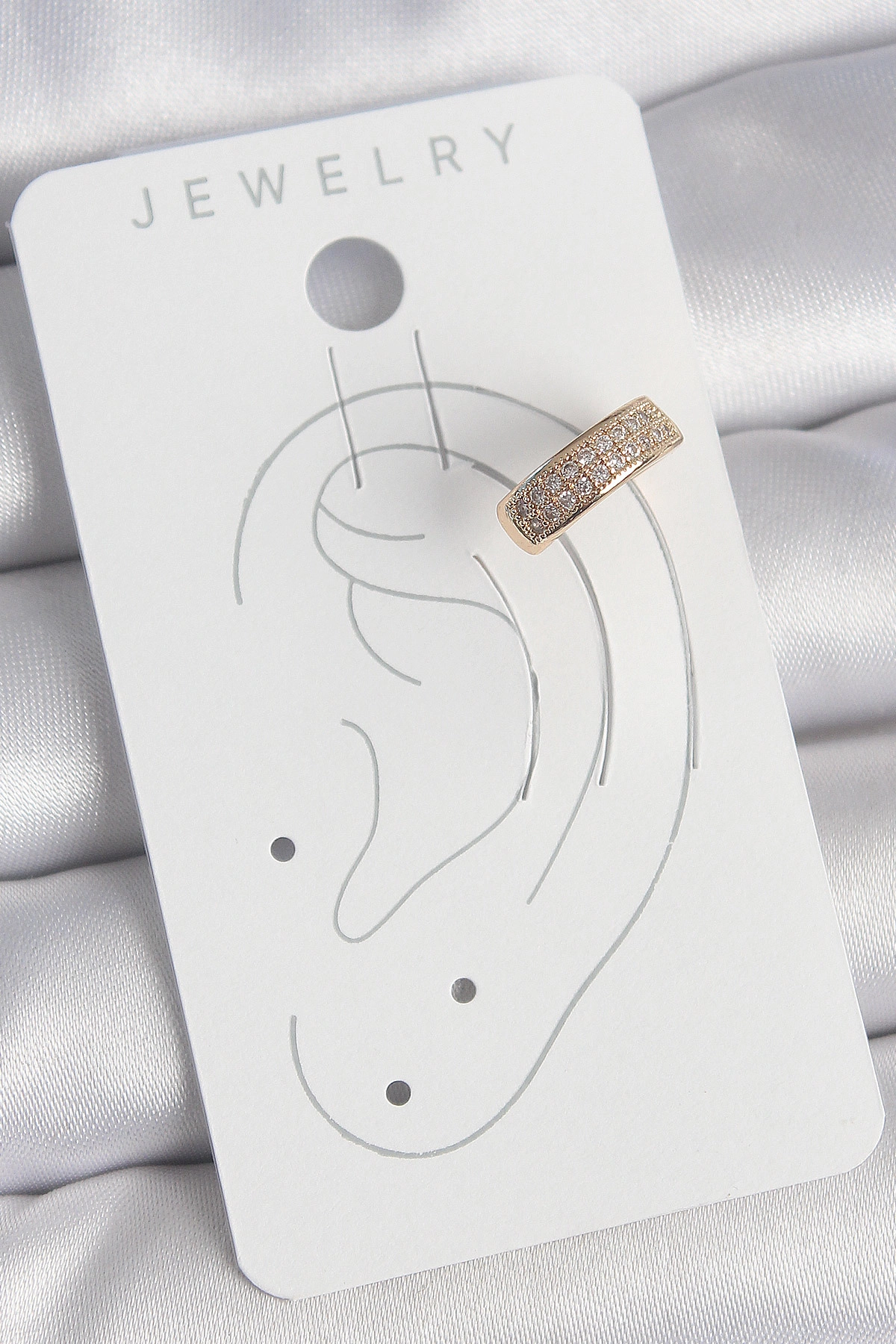 Pirinç Gold Renk Zirkon Taşlı Kadın Kıkırdak Küpe-1