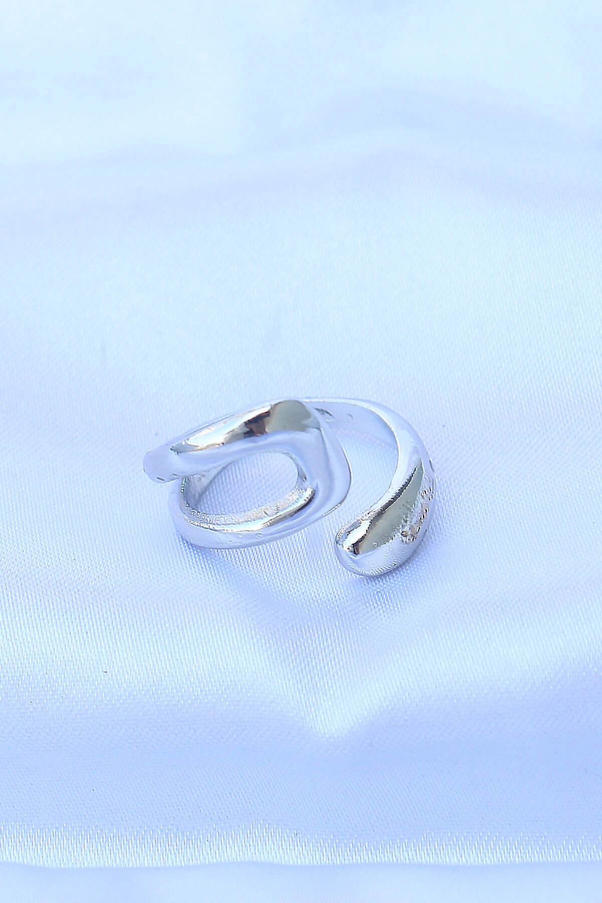 Pirinç Gümüş Renk Ayarlanabilir Yüzük-1