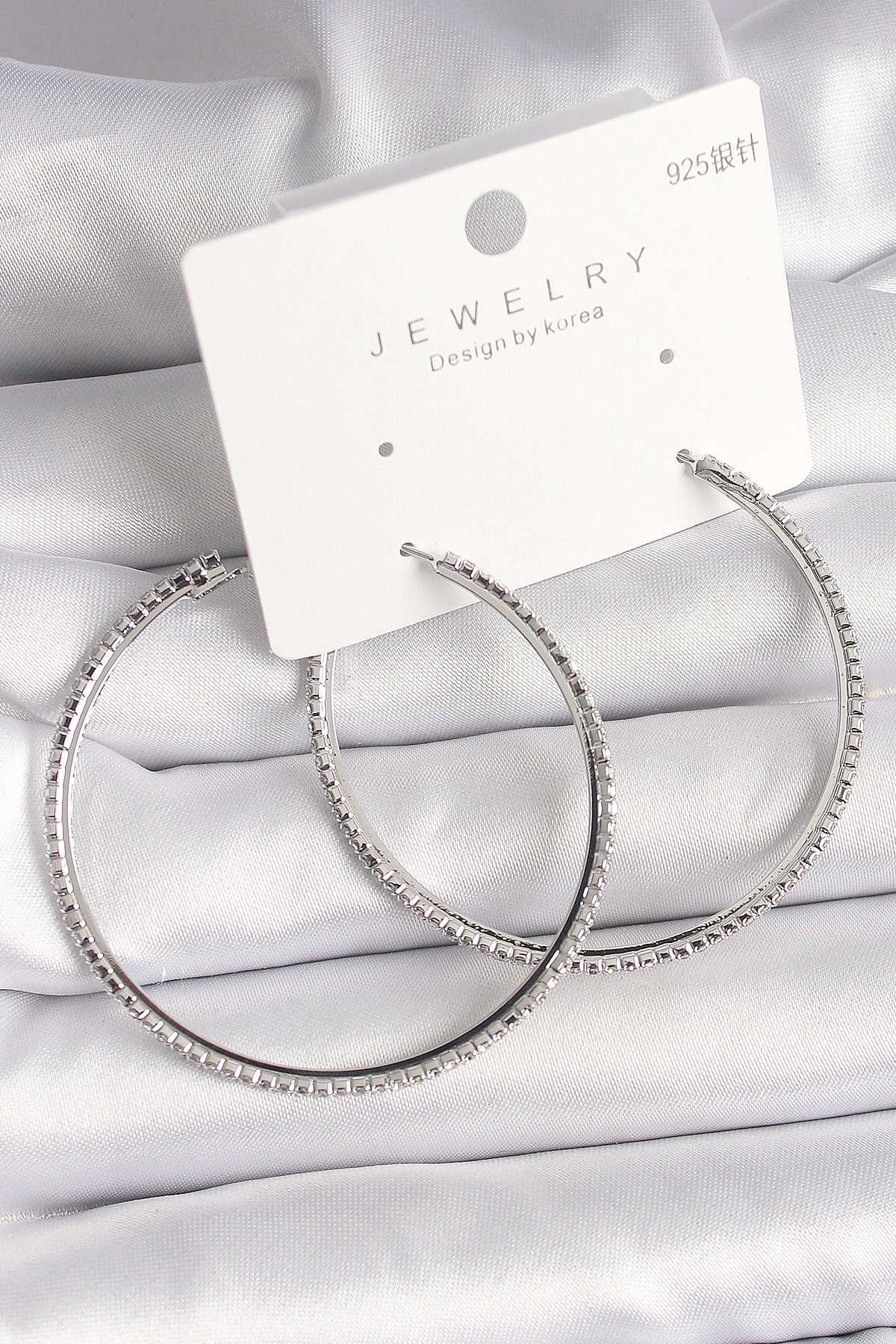 Pirinç Gümüş Renk Zirkon Taşlı Halka Model Kadın Küpe-0