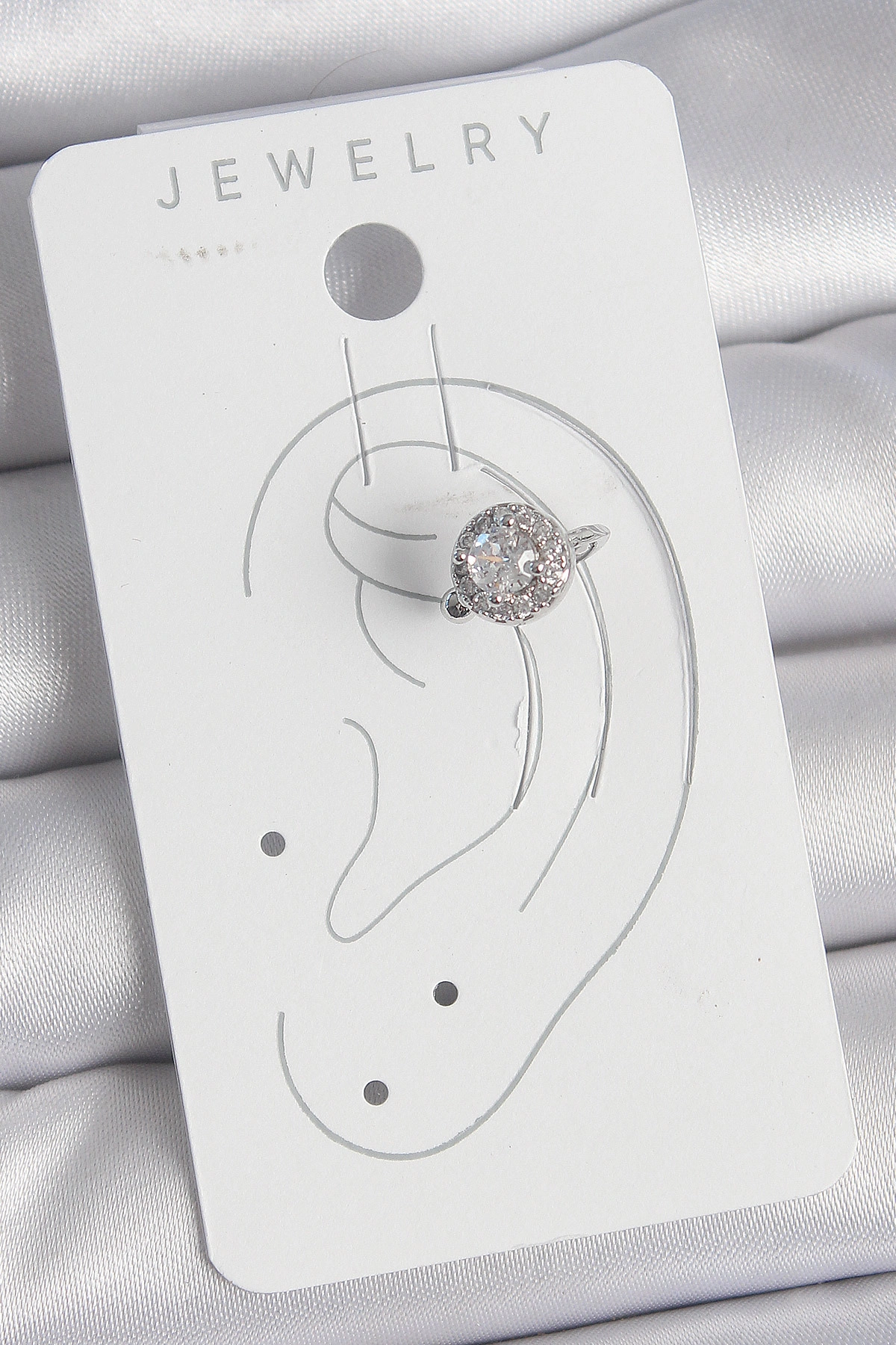 Pirinç Gümüş Renk Zirkon Taşlı Kadın Kıkırdak Model Küpe-1