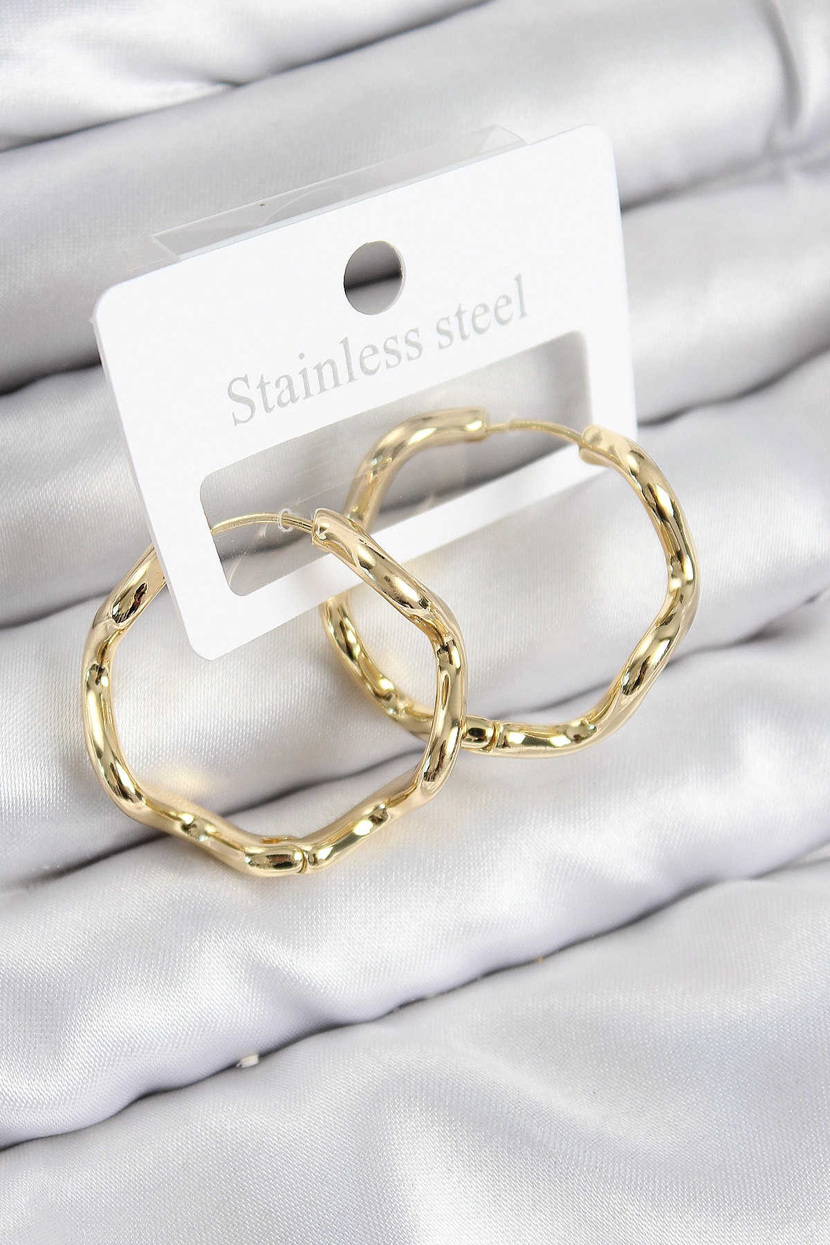 Pirinç Halka Model Gold Renk Kadın Küpe-0