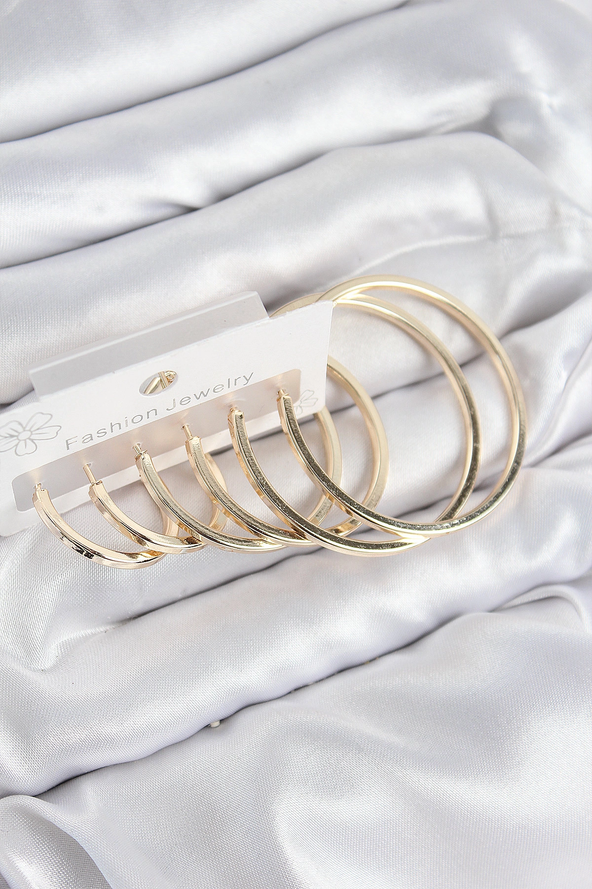 Pirinç Halka Model Gold Renk Kadın Set Küpe-0