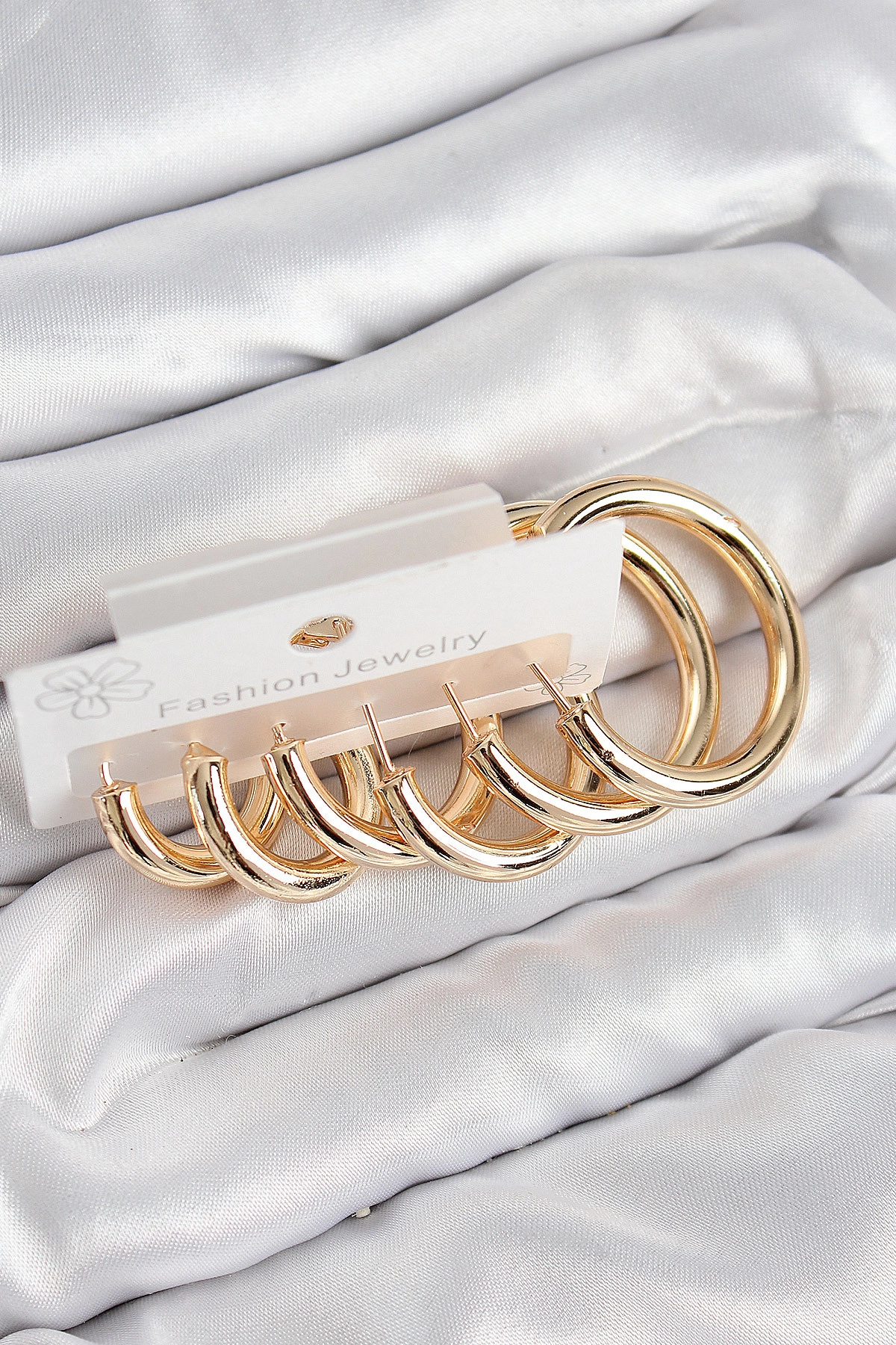 Pirinç Halka Model Gold Renk Kadın Set Küpe-0