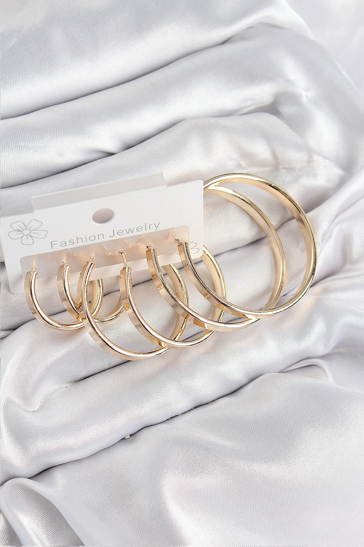 Pirinç Halka Model Gold Renk Kadın Set Küpe-0