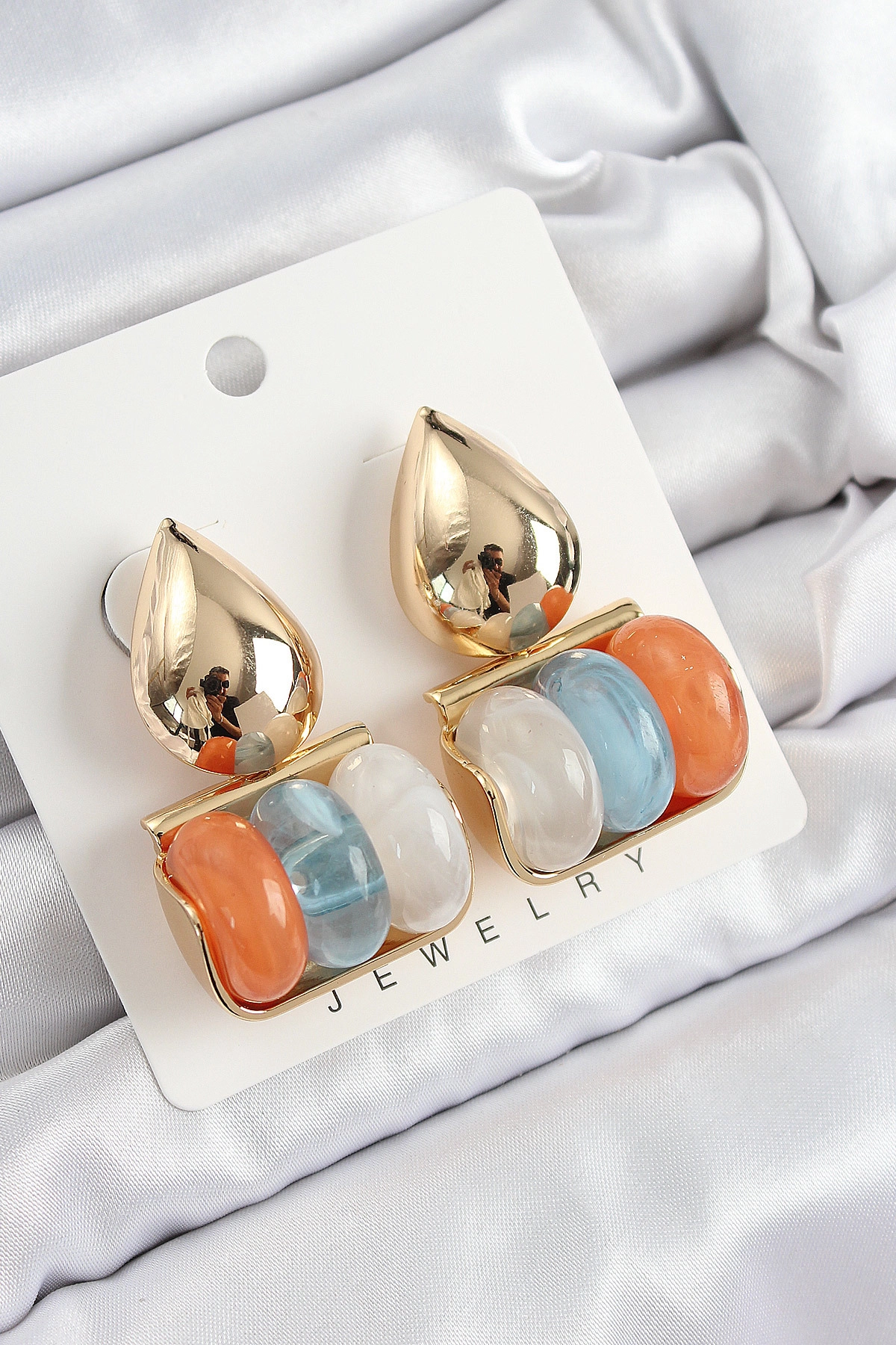 Pirinç Karışık Renk Vintage Model Kadın Küpe-0