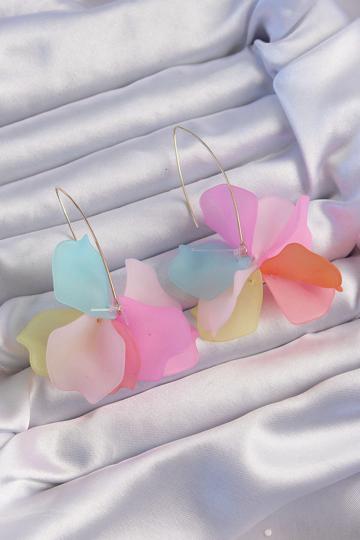 Pirinç Karışık Renkli Flora Küpe-0