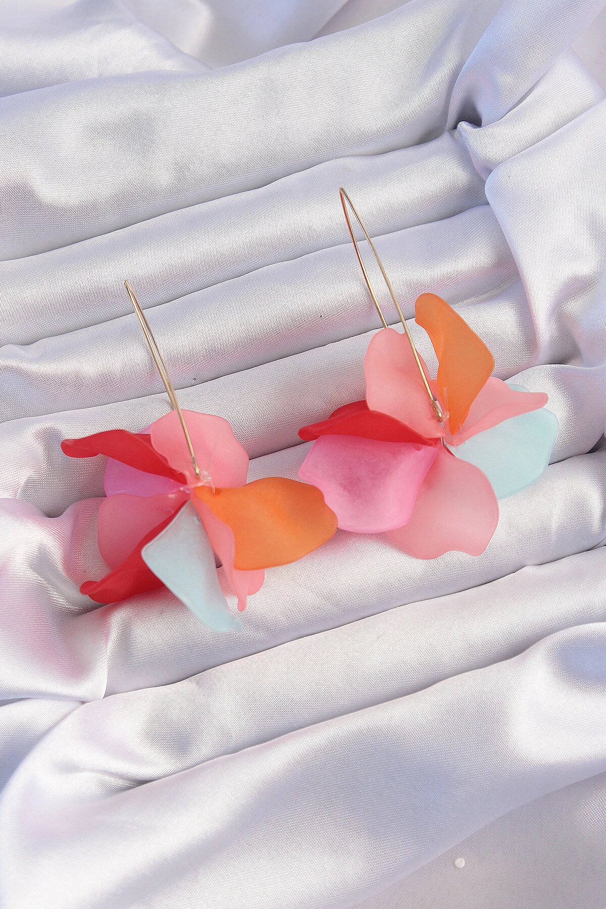 Pirinç Karışık Soft Renkli Flora Küpe-0