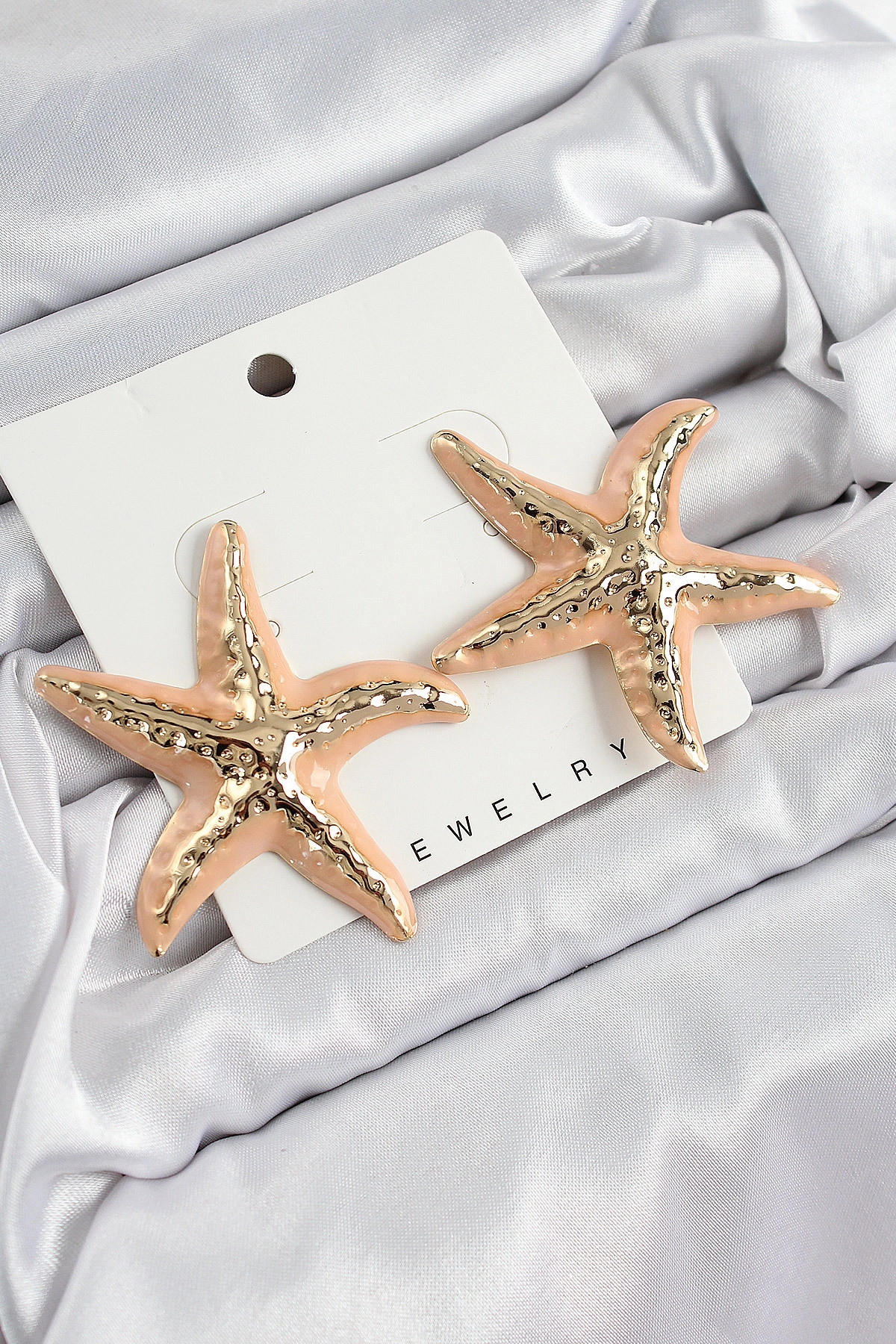 Pirinç Krem Deniz Yıldızı Model Vintage Kadın Küpe-0