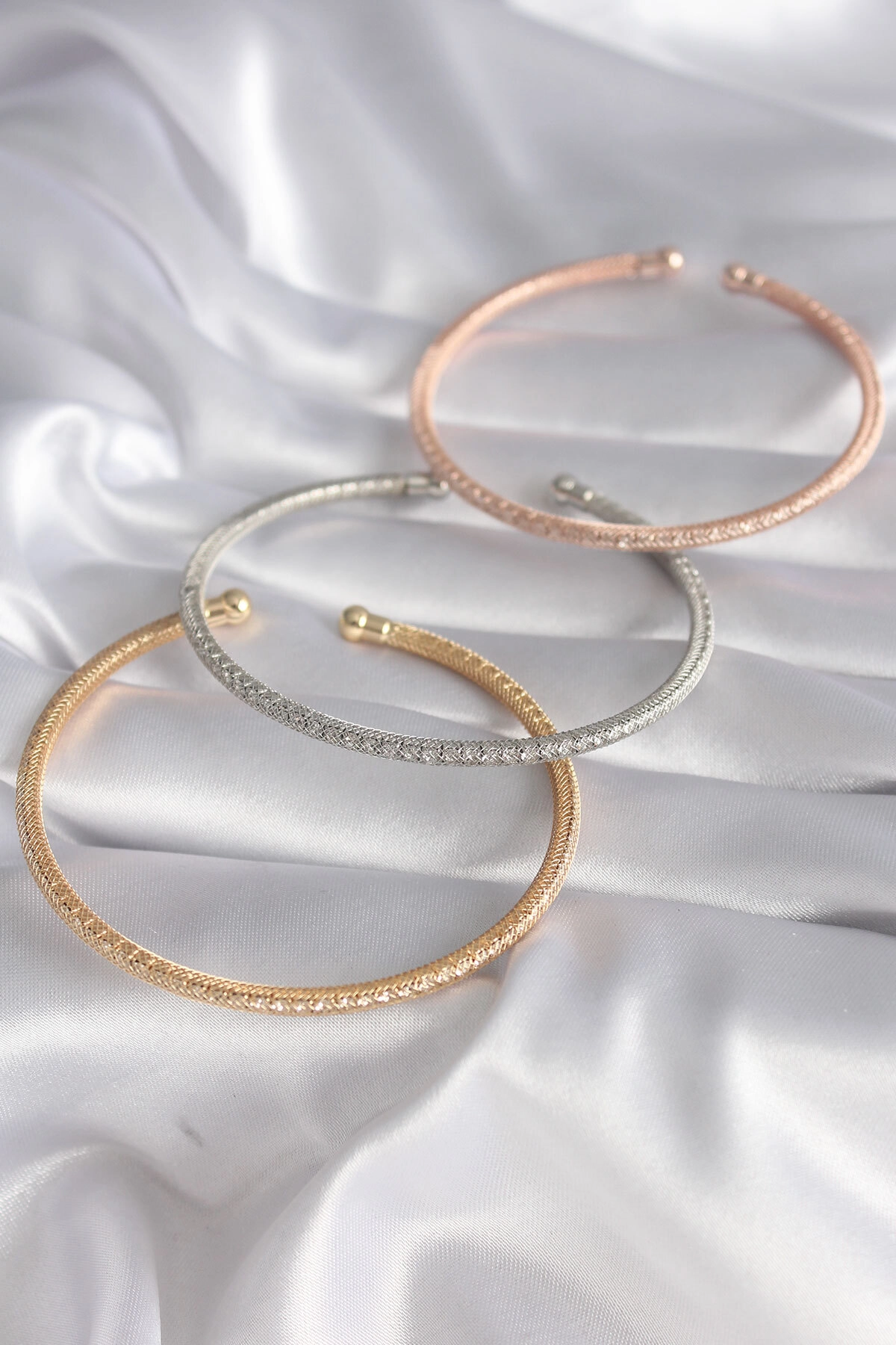 Pirinç Mix Renk Hasır Model Zirkon Taş Detay Kadın Bileklik Seti-1