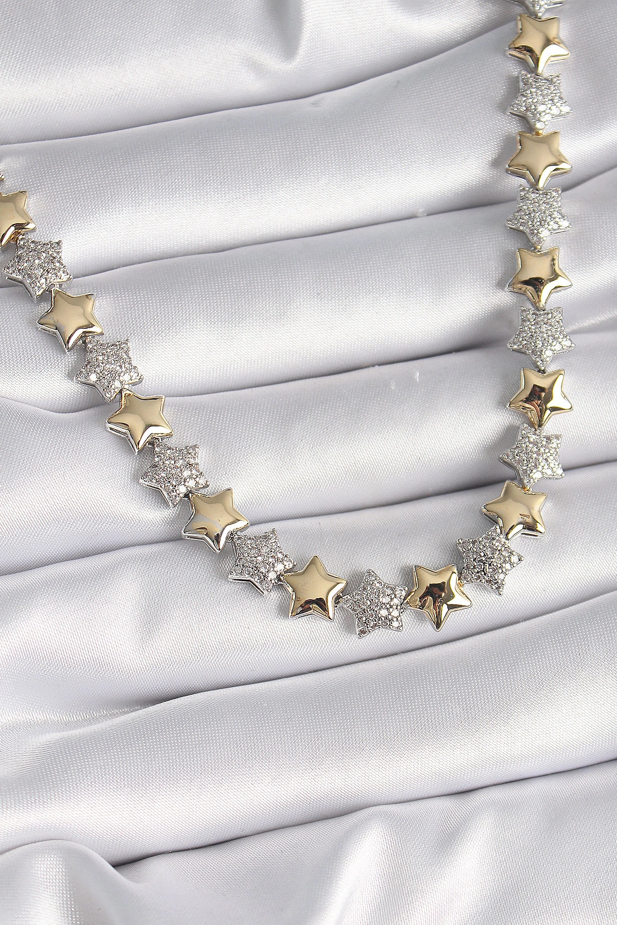 Pirinç Mix Renk Zirkon Taşlı Yıldız Model VIP Exclusive Seri Kadın Kolye-0