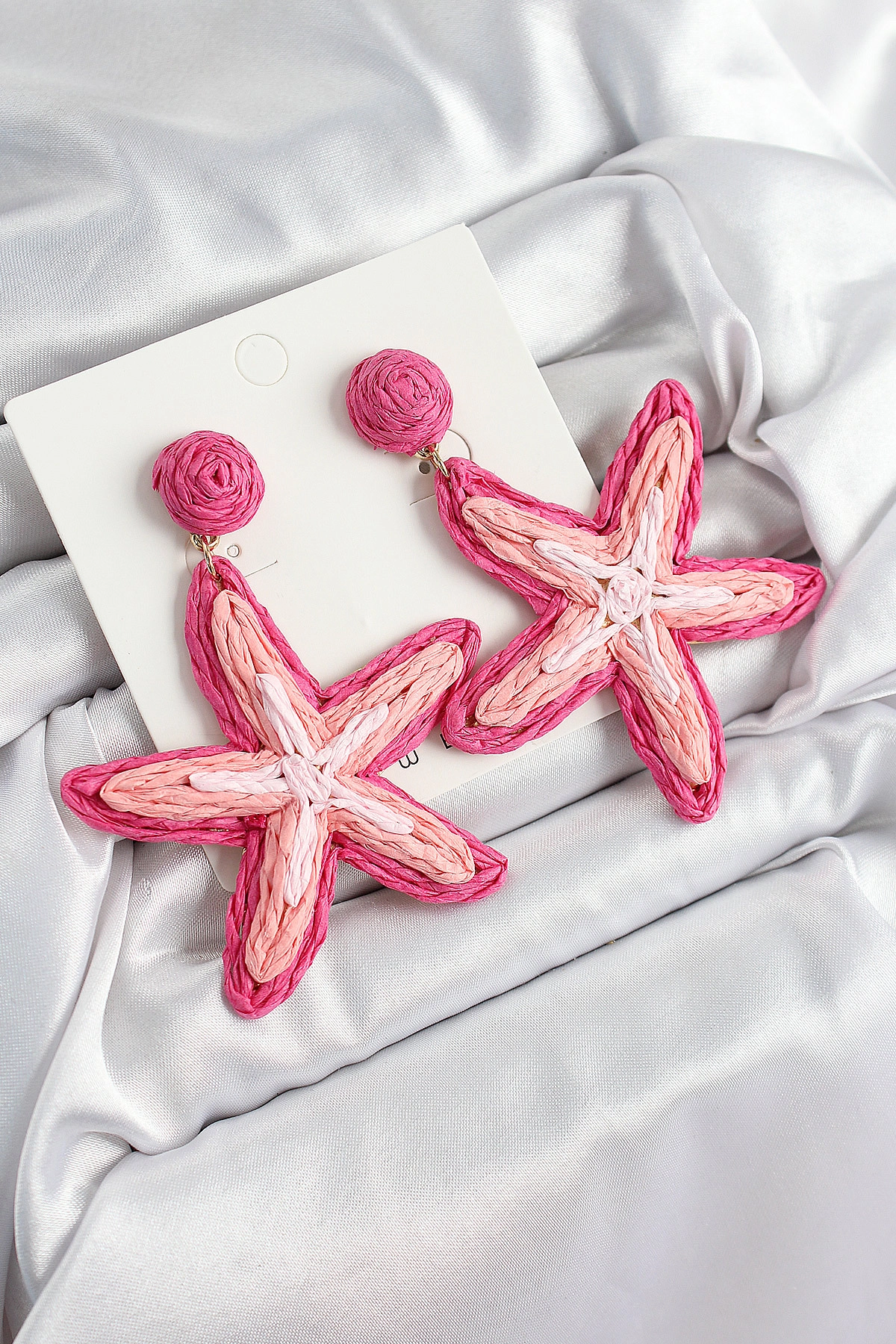 Pirinç Pembe Deniz Yıldızı Model Gold Renk Kadın Hasır Küpe-0