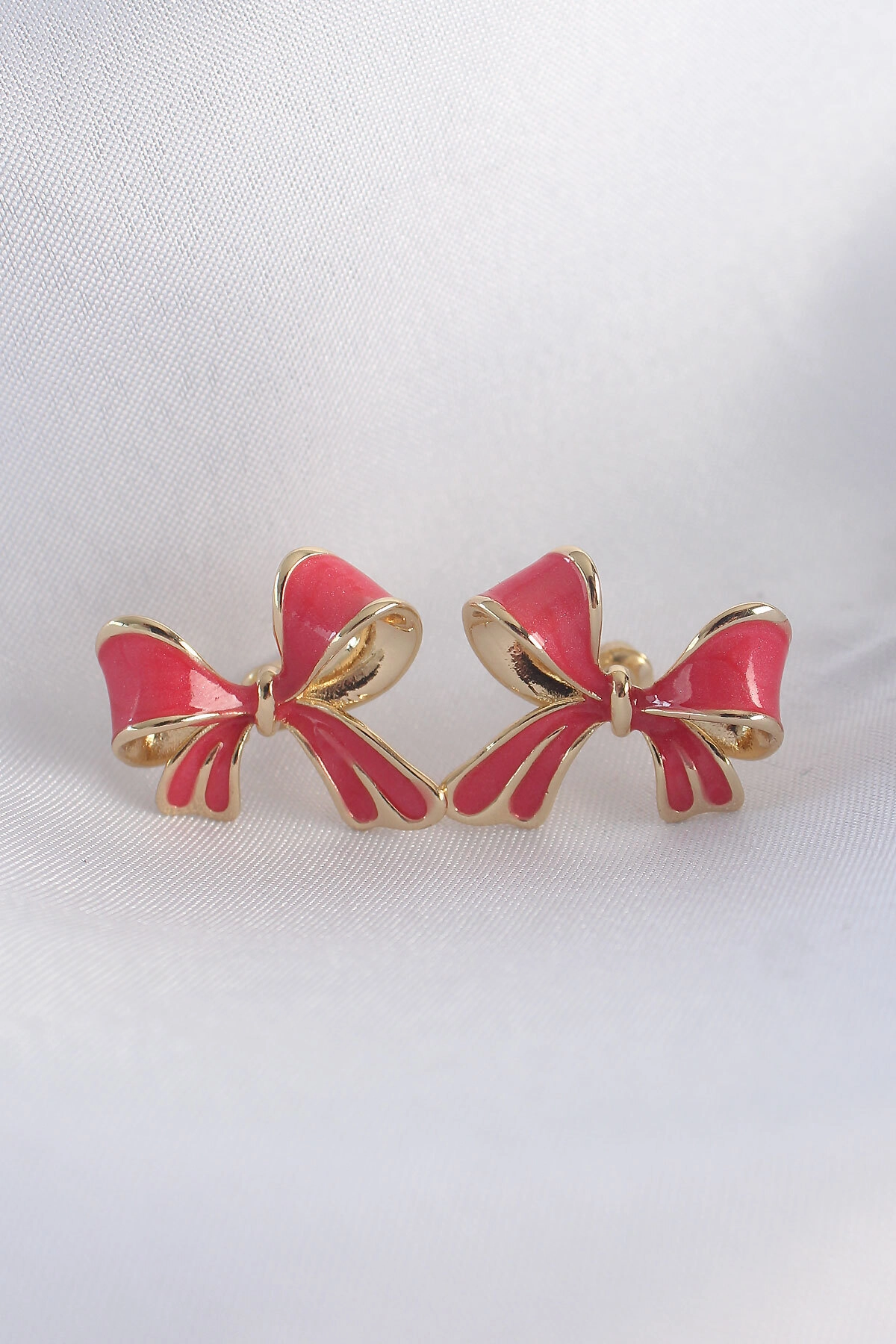 Pirinç Pembe Renk Fiyonk Küpe-0