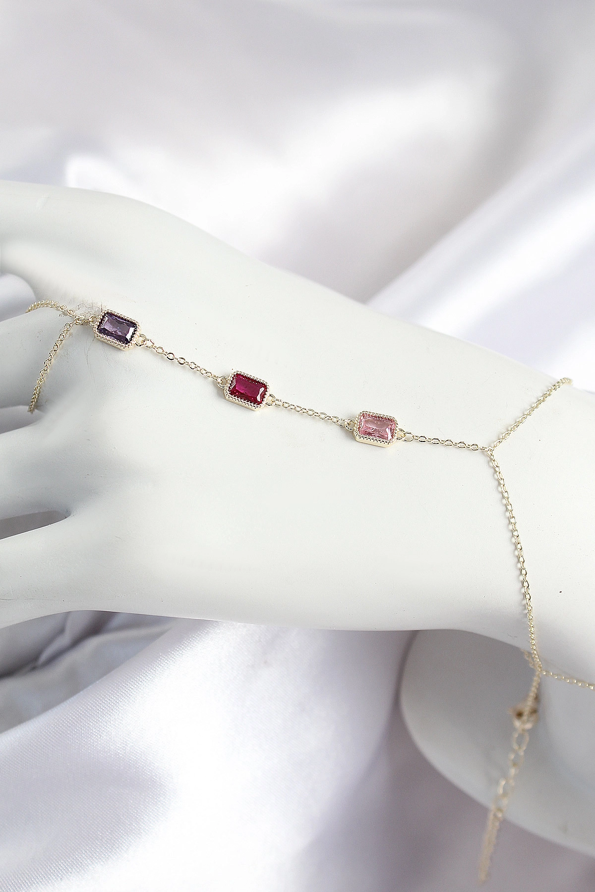 Pirinç Renkli Zirkon Taşlı Dikdörtgen Model Gold Renk Kadın Şahmeran-0