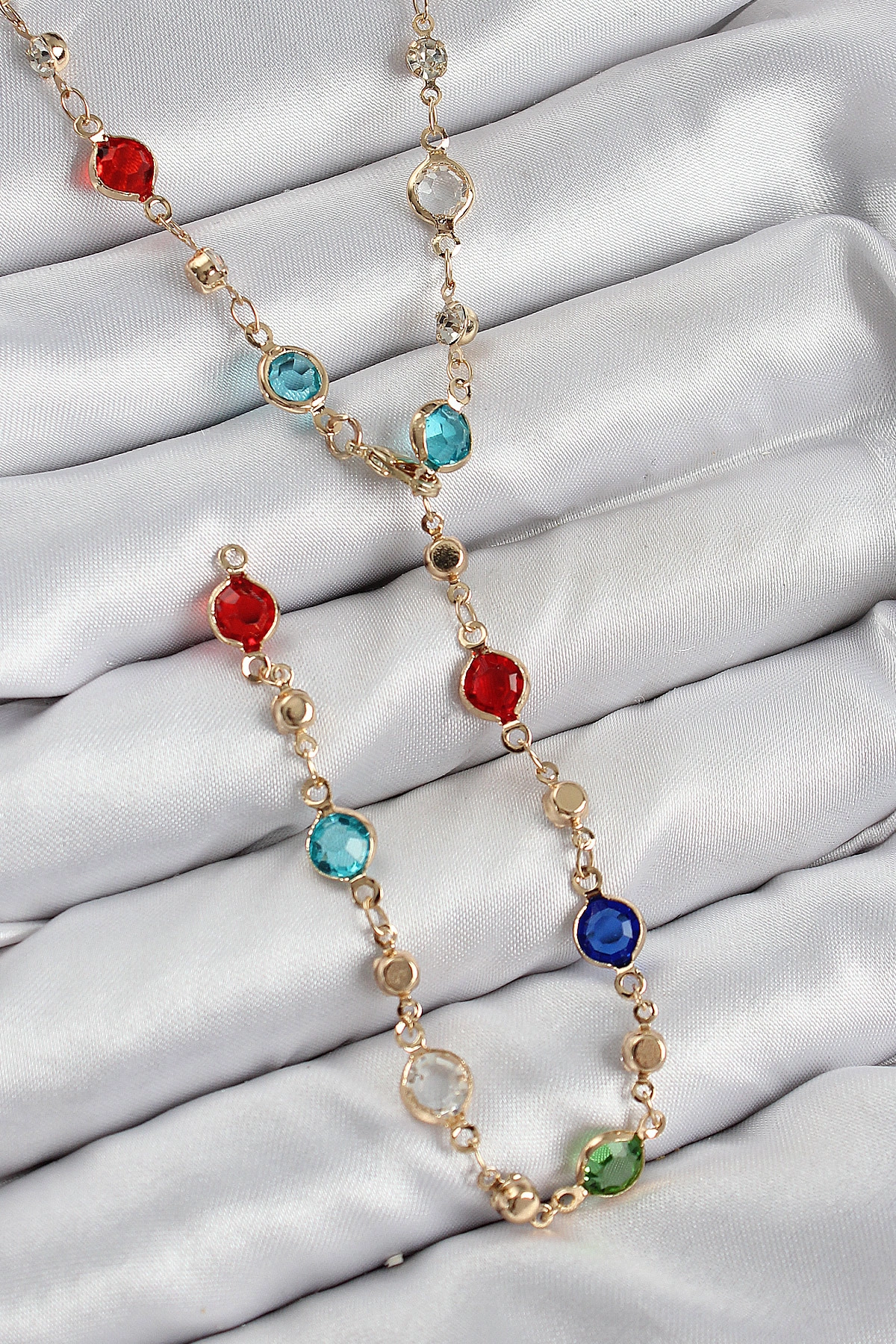 Pirinç Renkli Zirkon Taşlı Model Gold Renk Kadın Y Kolye-0