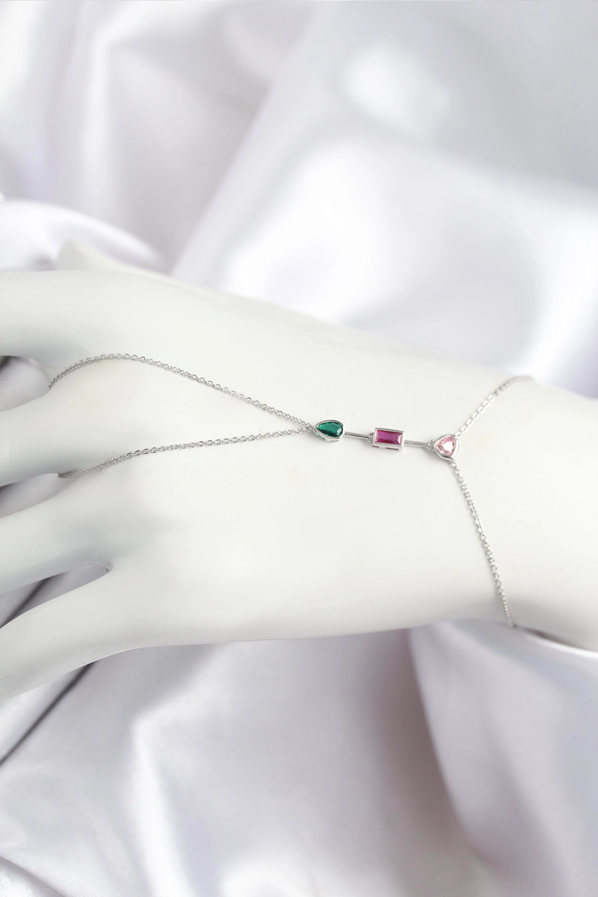 Pirinç Renkli Zirkon Taşlı Model Gümüş Renk Şahmeran-0