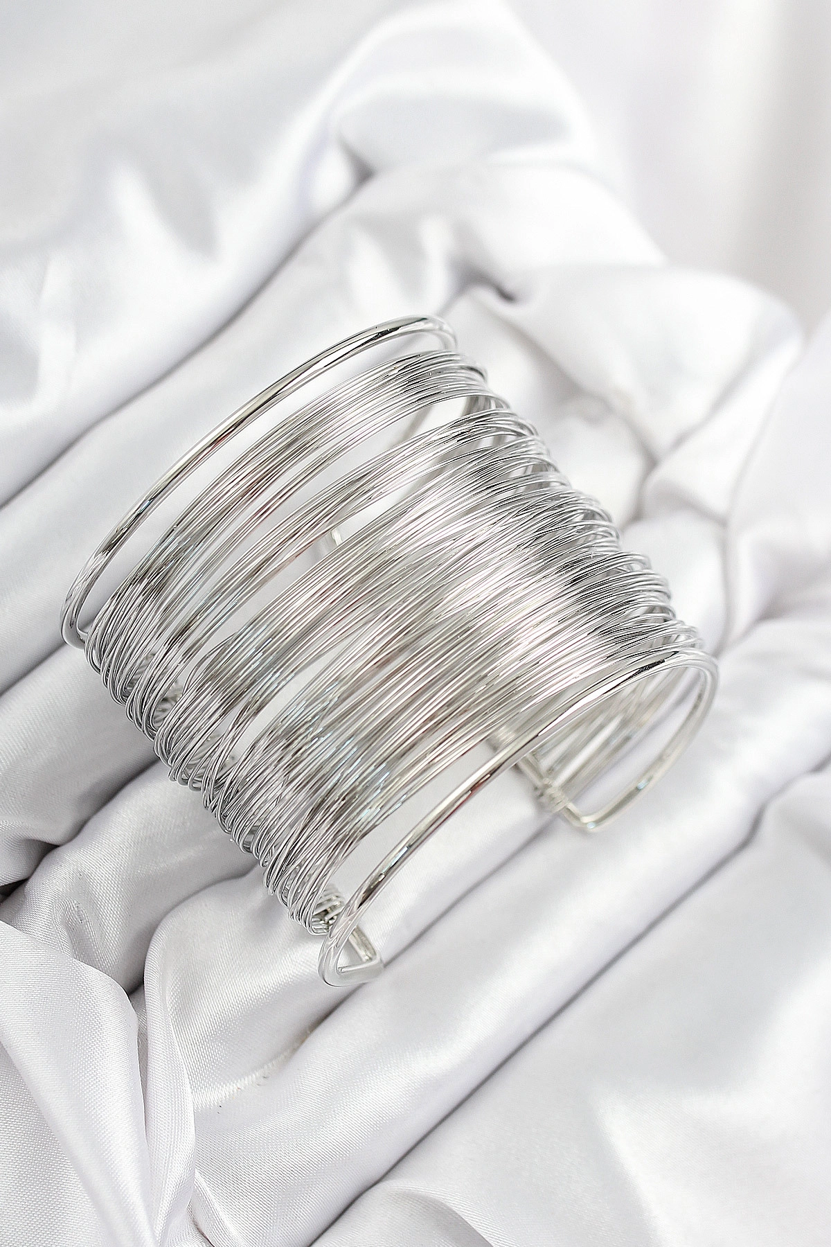 Pirinç Tel Sarma Model Gümüş Renk Kadın Bileklilk-0