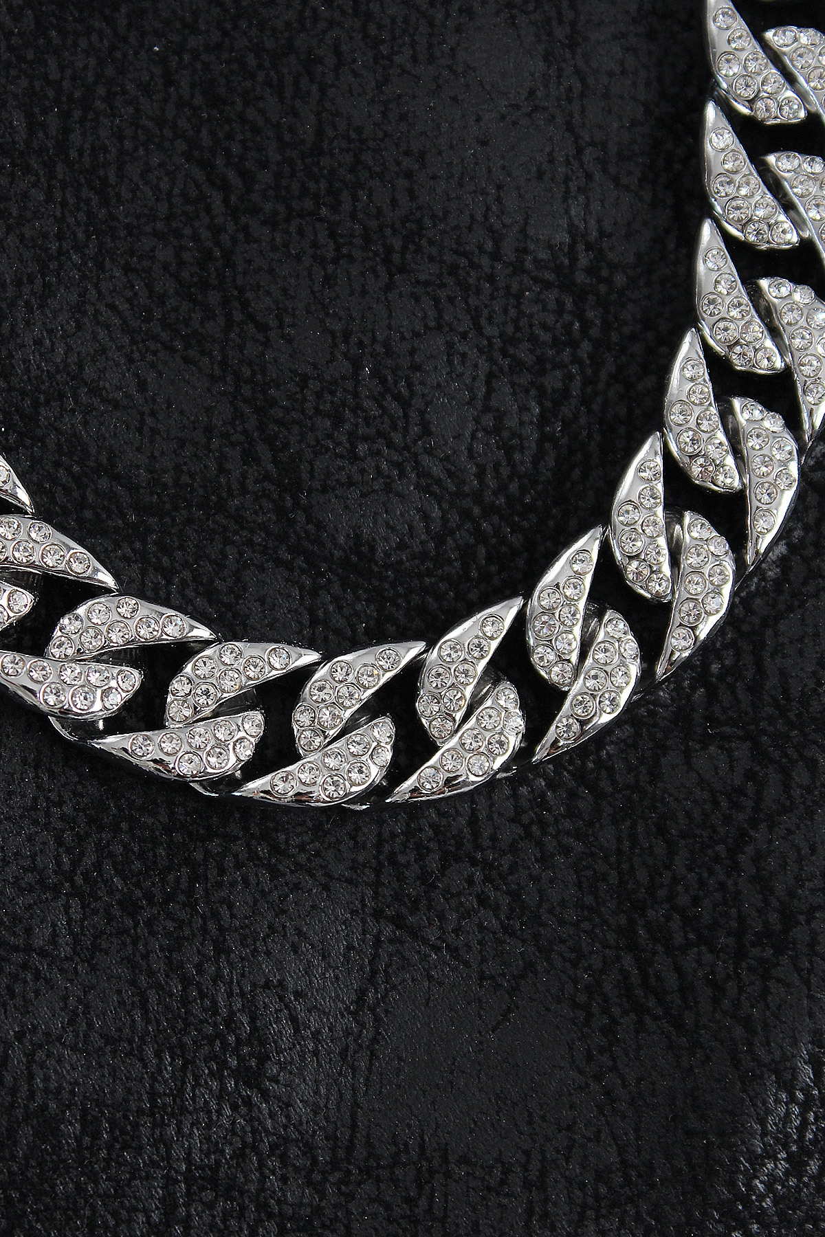 Pirinç Zirkon Taşlı Cuba Gurmet Model Gümüş Renk Erkek Kolye-1