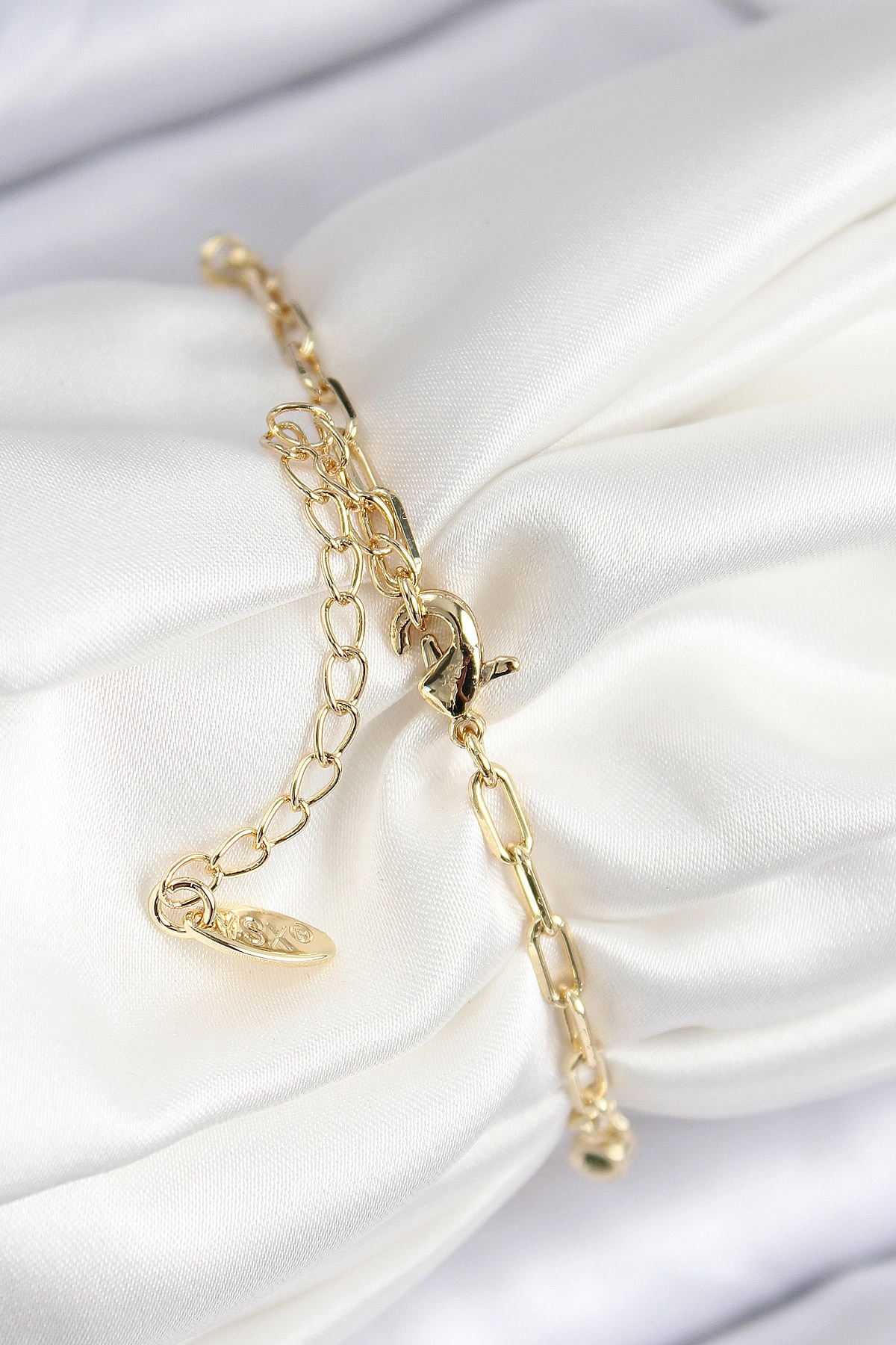 Pirinç Zirkon Taşlı İstiridye Model Gold Renk Kadın Bileklik-1